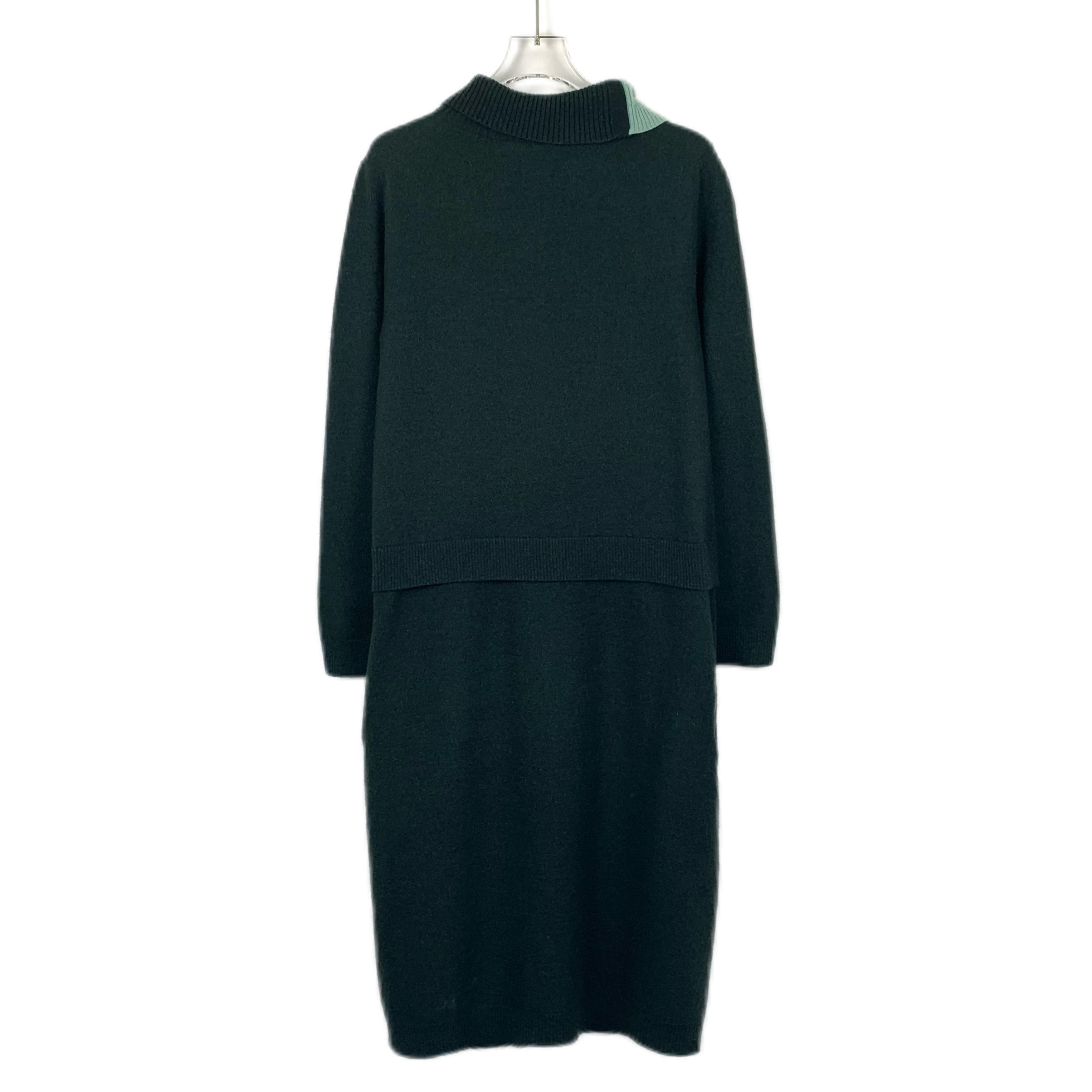 Celine Celine Wool Knit Maxi Dress Dark Green (Size XS) Size XS / US 0-2 / IT 36-38 - 8 Thumbnail