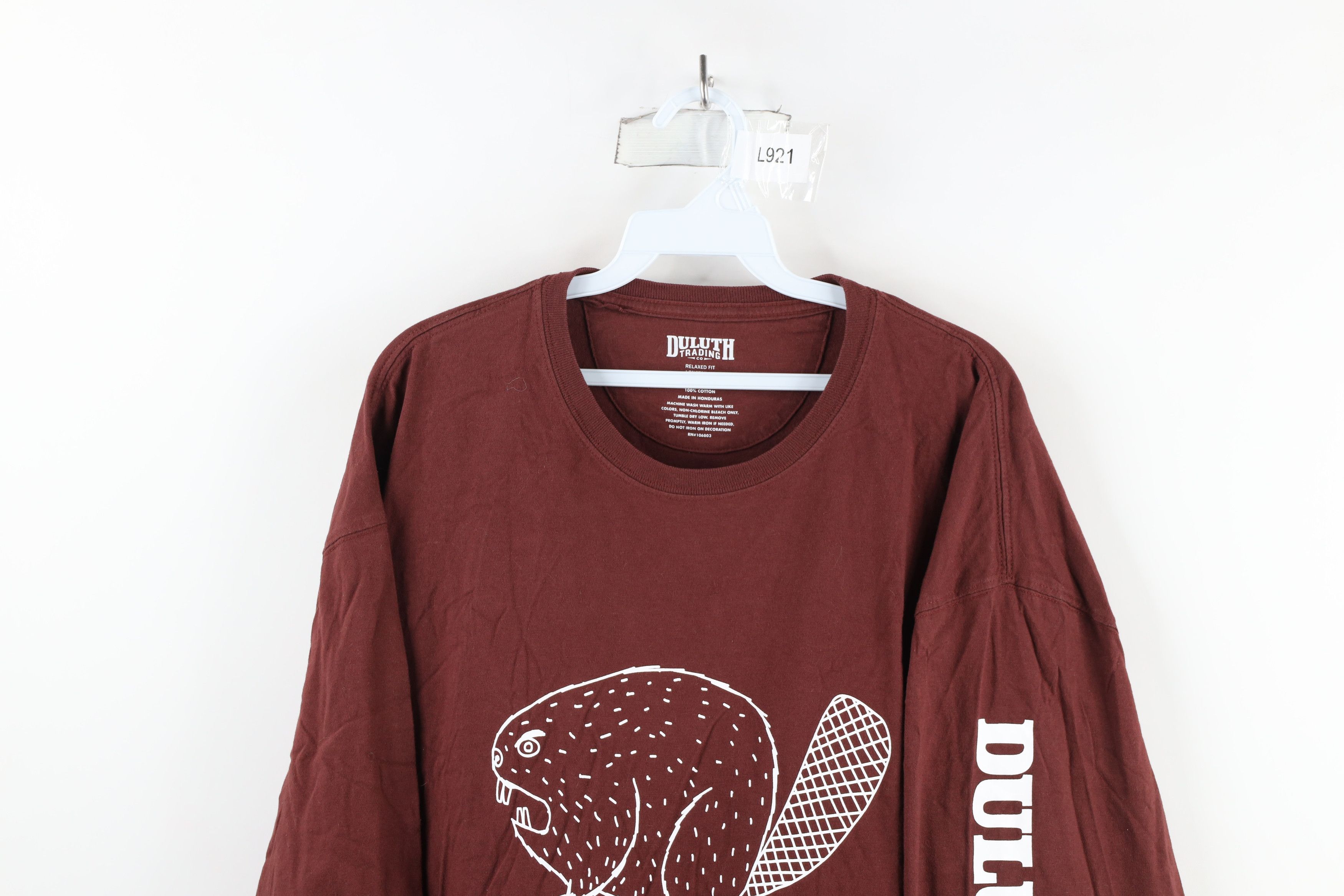 Duluth Trading Company × Vintage Duluth Trading Longtail Beaver Long Sleeve T-Shirt Burgundy Size US XL / EU 56 / 4 - 2 Thumbnail