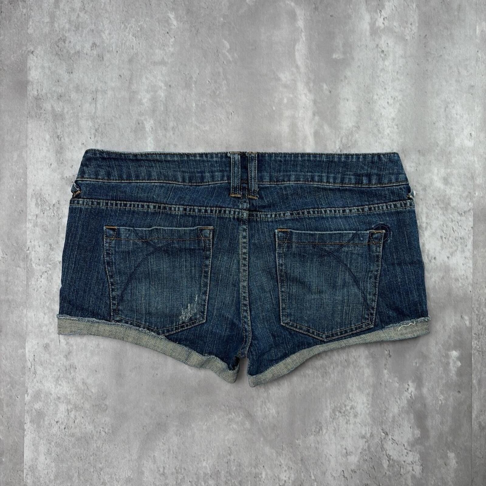 Empyre Y2K Dark Wash Empyre Grunge Gothic Mini Denim Shorts Size 34" / US 12 / IT 48 - 2 Thumbnail