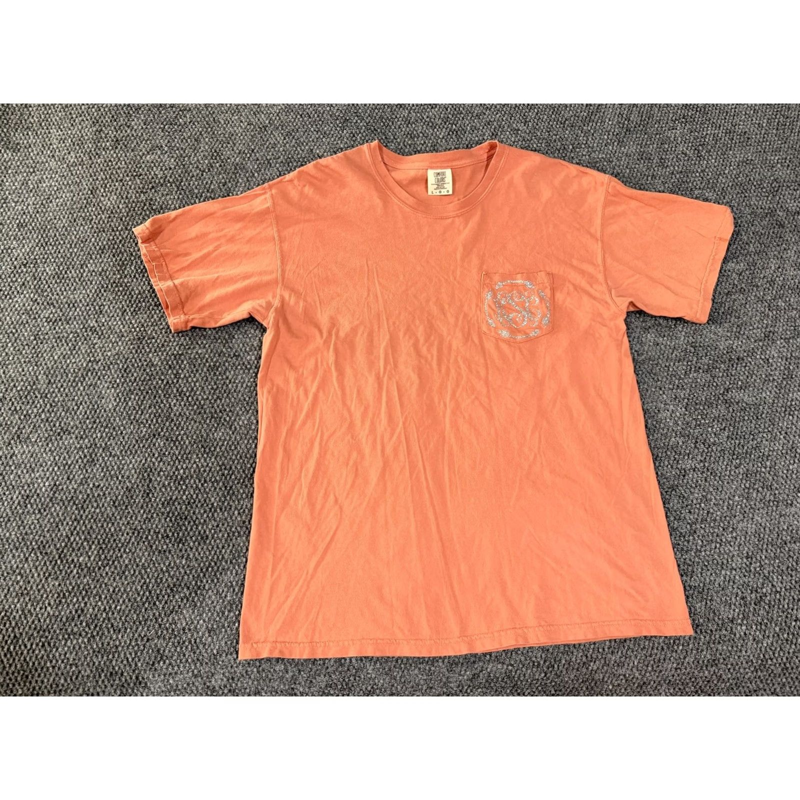 Comfort Colors Comfort Colors Shirt Mens L Orange Glitter Monogram Pocket Tee T-Shirt Size US L / EU 52-54 / 3 - 2 Thumbnail