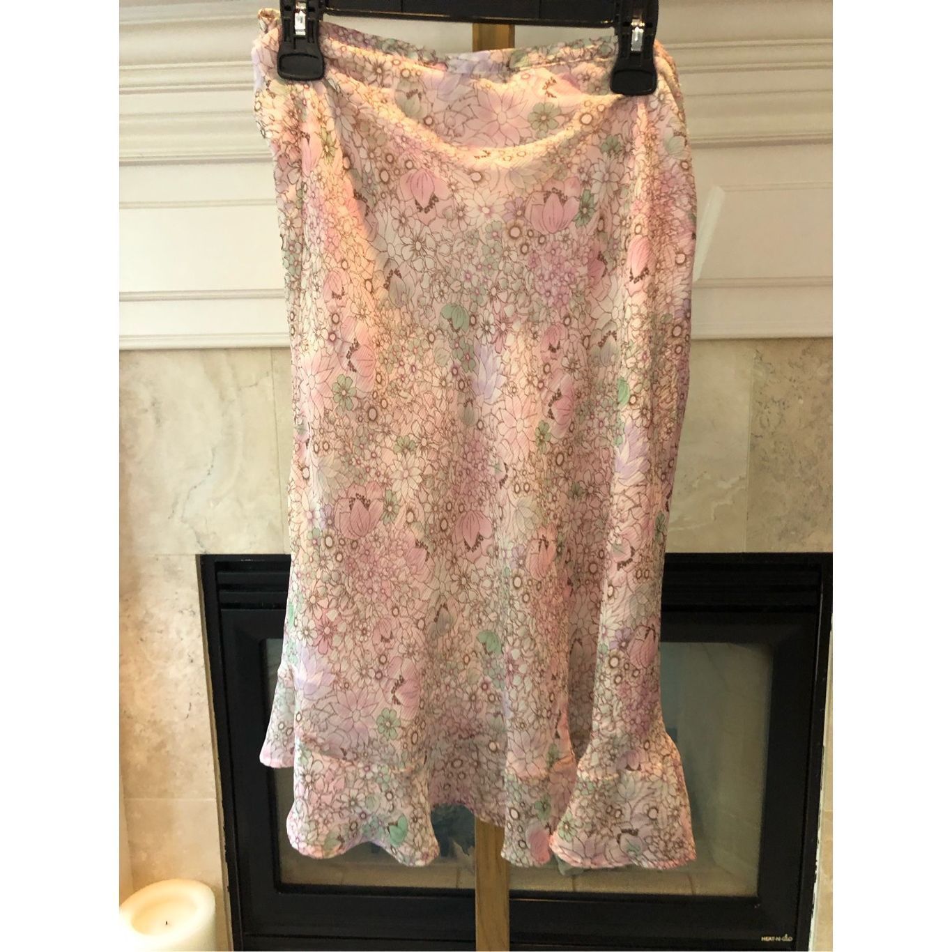 Other Jaclyn Smith Women’s Pink and Teal Floral Pattern Design Ruf Size 30" / US 8 / IT 44 - 1 Thumbnail
