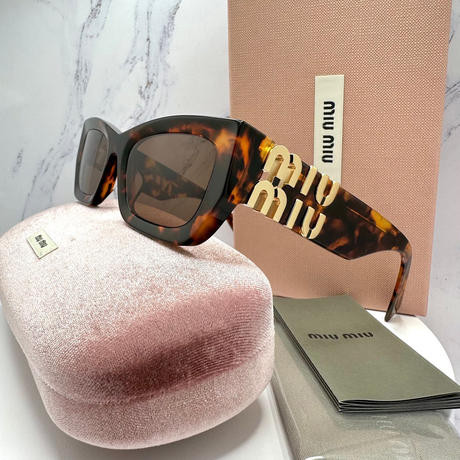 Miu Miu New MIU MIU Sunglasses Runway Glimpse Authentic Brown Square Size ONE SIZE - 15 Thumbnail
