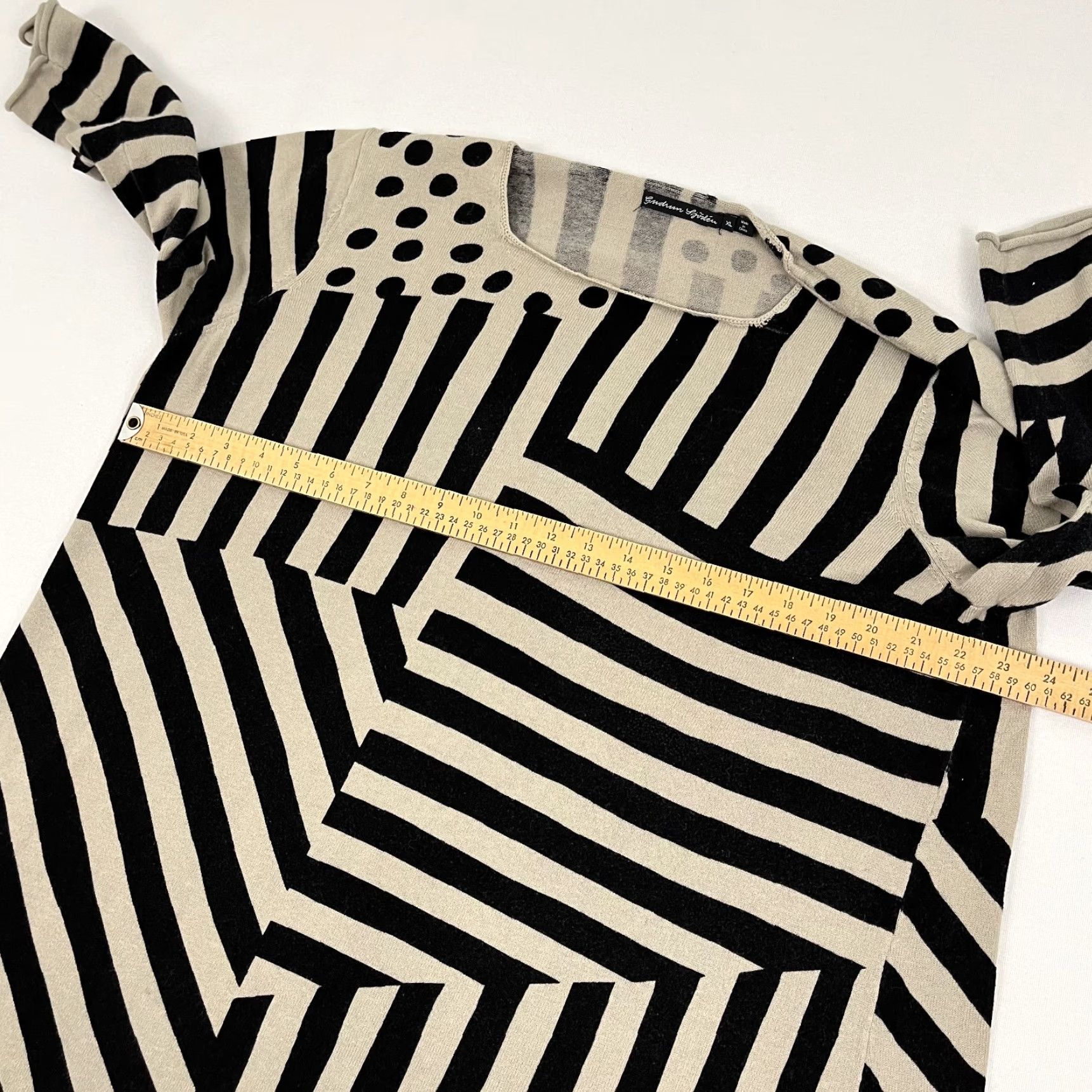 Vintage Gudrun Sjoden Sweater Womens XL Brown Black Stripe Abstract Artsy Organic Cotton Size XL / US 12-14 / IT 48-50 - 4 Thumbnail