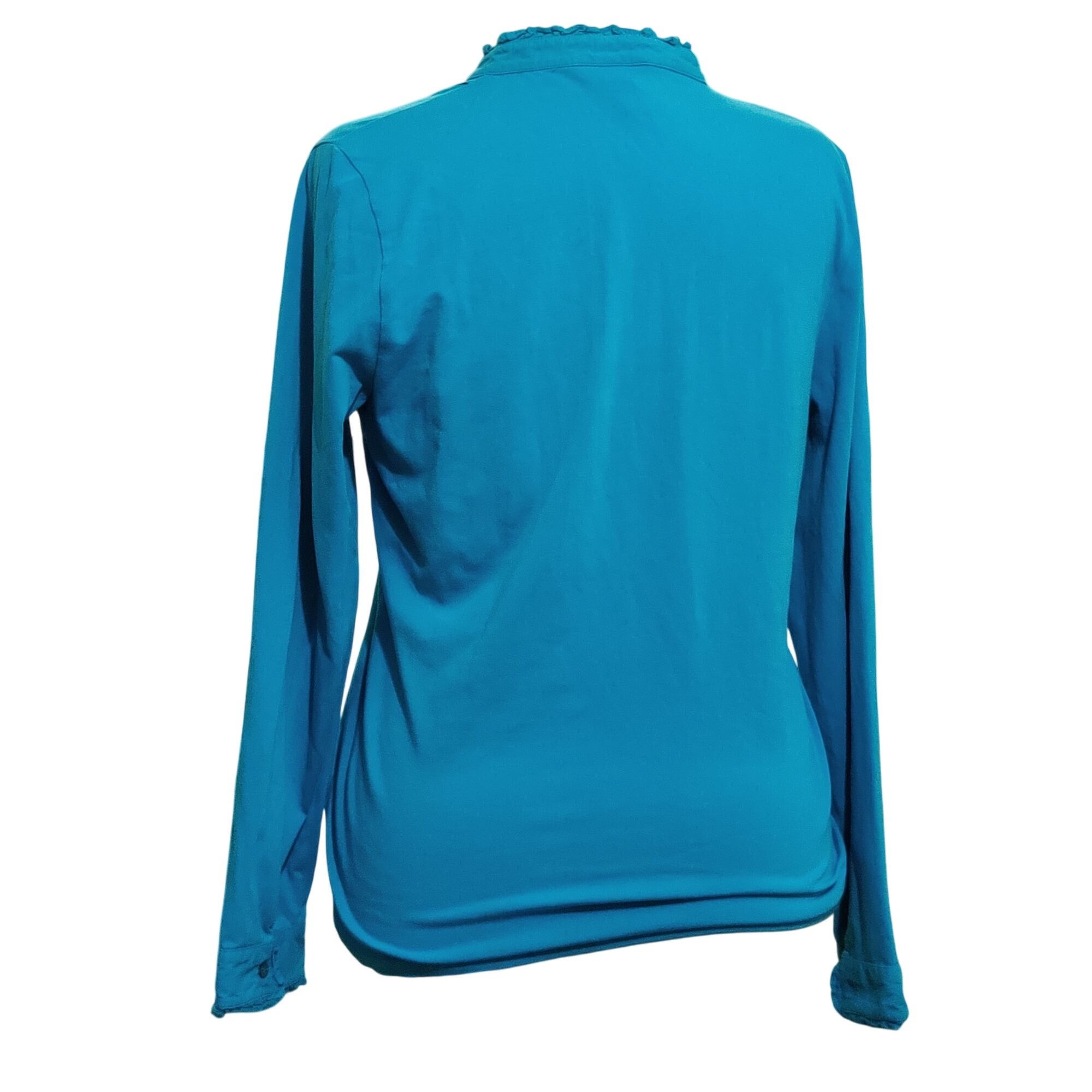 Charter Club Charter Club XL Teal Ruffle Front Pintuck Blouse Long Sleeve Size XL / US 12-14 / IT 48-50 - 5 Thumbnail
