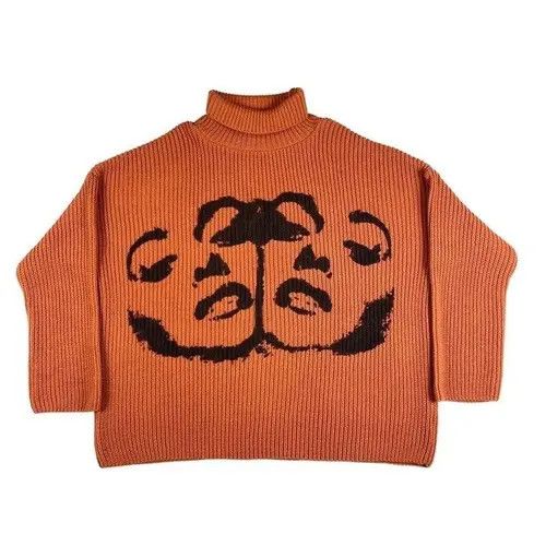 image of Ladies Vintage Knit Sweater Autumn Winter in Orange, Men's (Size Medium)