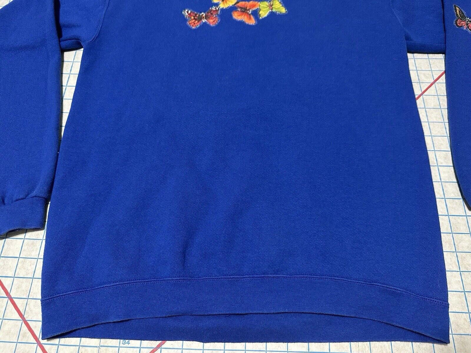 Designer Vintage Butterfly Sweatshirt Crewneck Blue Adult Large Size L / US 10 / IT 46 - 3 Thumbnail