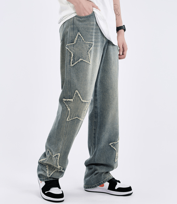 Japanese Brand × Jean Street hip-hop star patch embroidered casual jeans Size US 34 / EU 50 - 1 Thumbnail