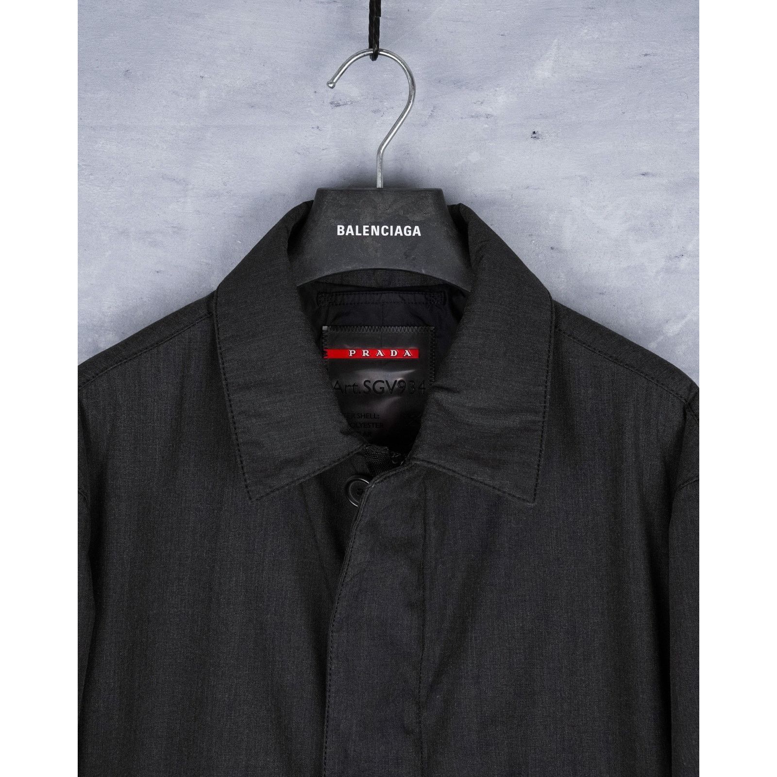 Prada Prada linea rossa gray kevlar blend logo tab coat jacket Size US XL / EU 56 / 4 - 4 Thumbnail