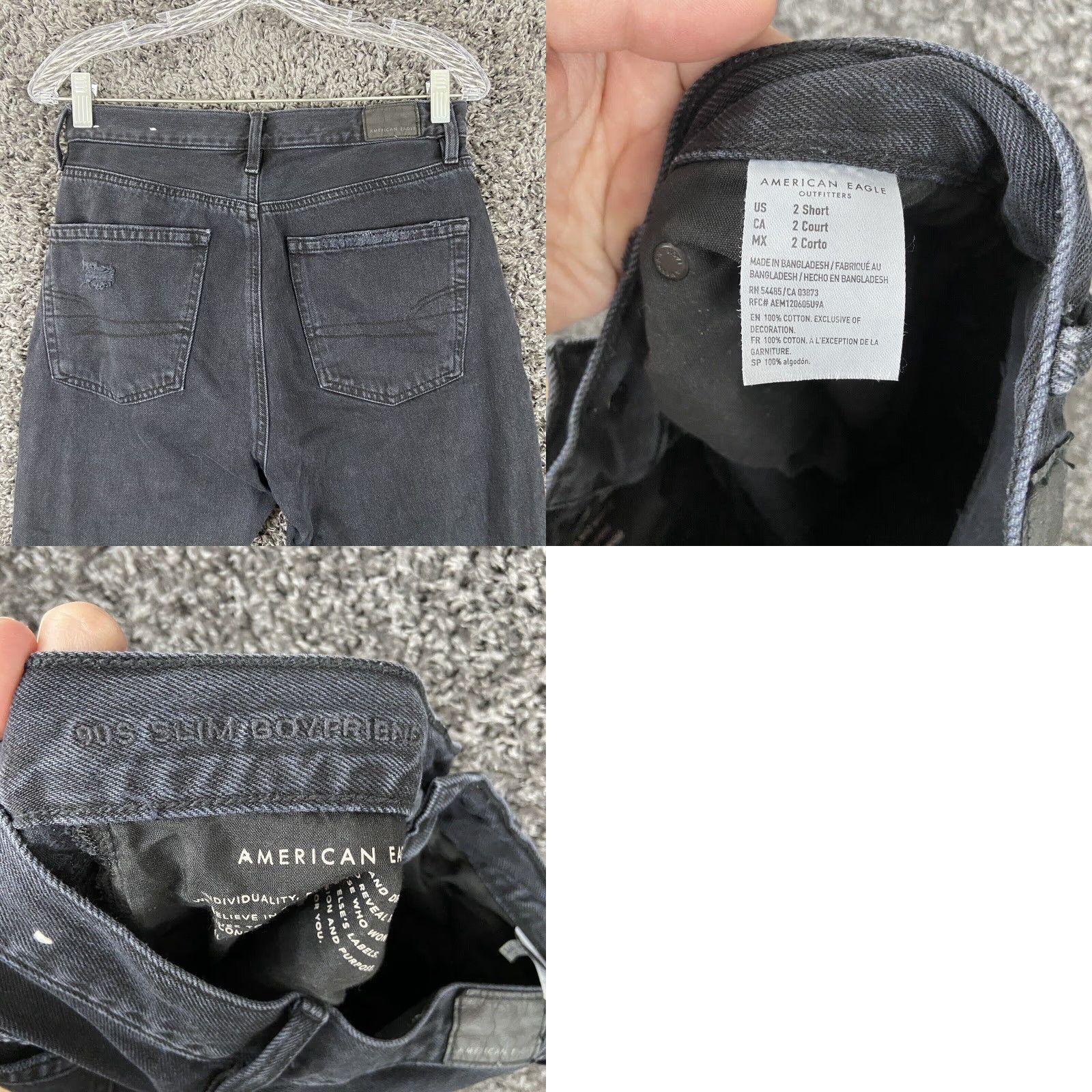 American Eagle Outfitters American Eagle Jeans Women’s 2 Short Black 90s Slim Boyfriend Distressed Womens Size 26" / US 2 / IT 38 - 8 Thumbnail