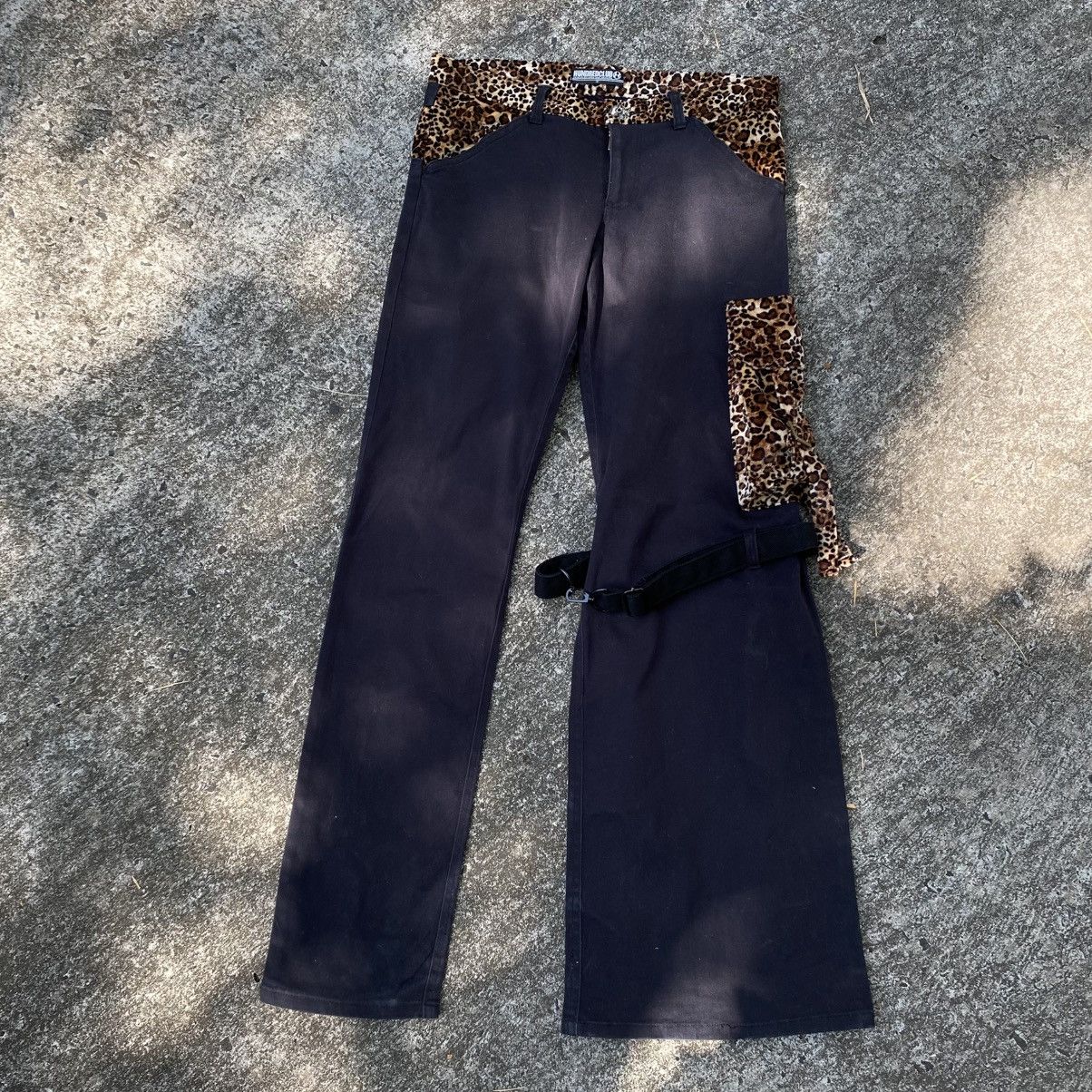 Japanese Brand × Seditionaries HUNDRED CLUB Y2K Punk Black Cargo Pants with Leopard Trim Size 32" / US 10 / IT 46 - 11 Thumbnail