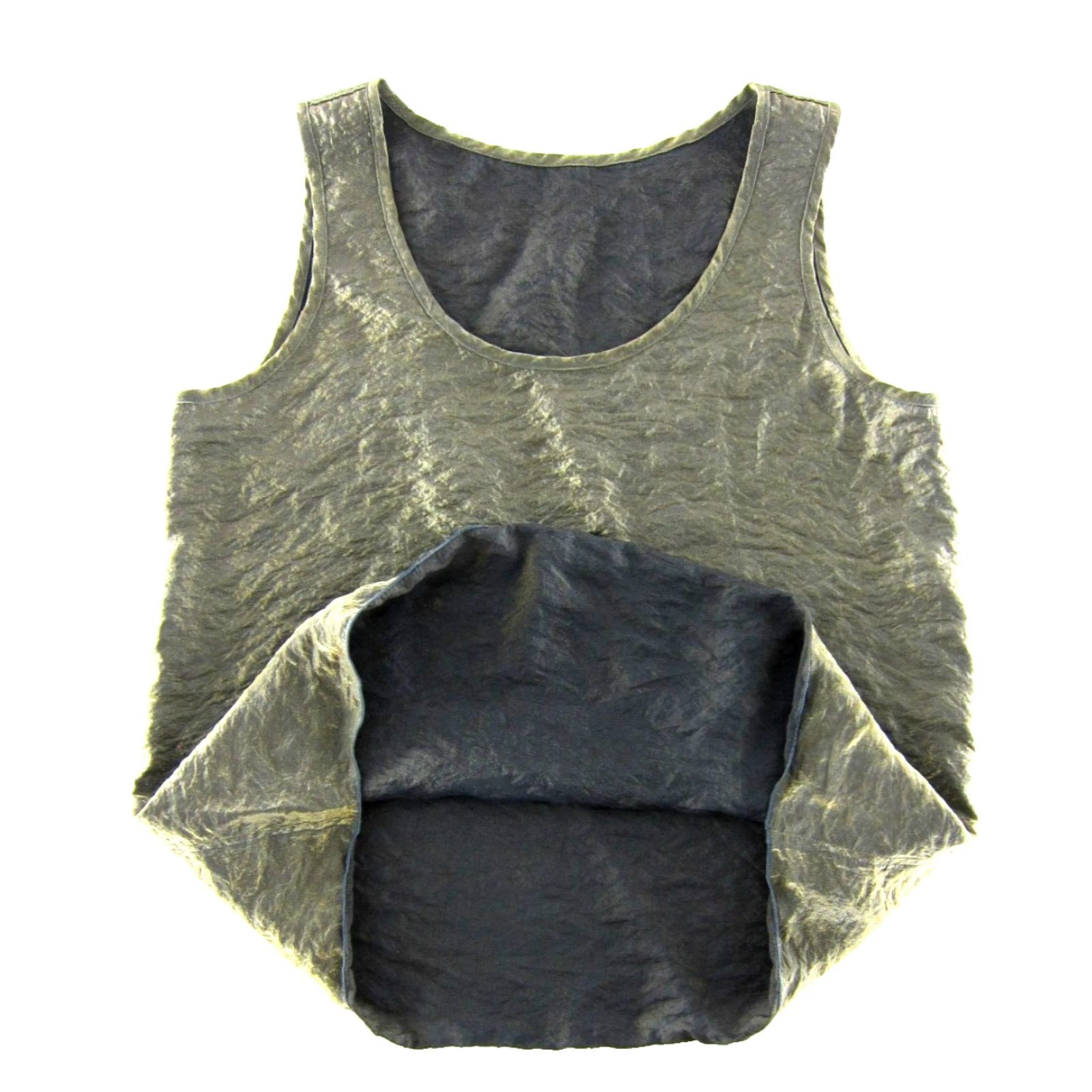 Vintage VINTAGE Cut Loose Gold Tank Top Blouse Women Medium Tank Blouse Gold Sleeveless Shimmer Crinkle Silky Cupro Polyamide Silk Casual Formal Business 90s Size M / US 6-8 / IT 42-44 - 4 Thumbnail