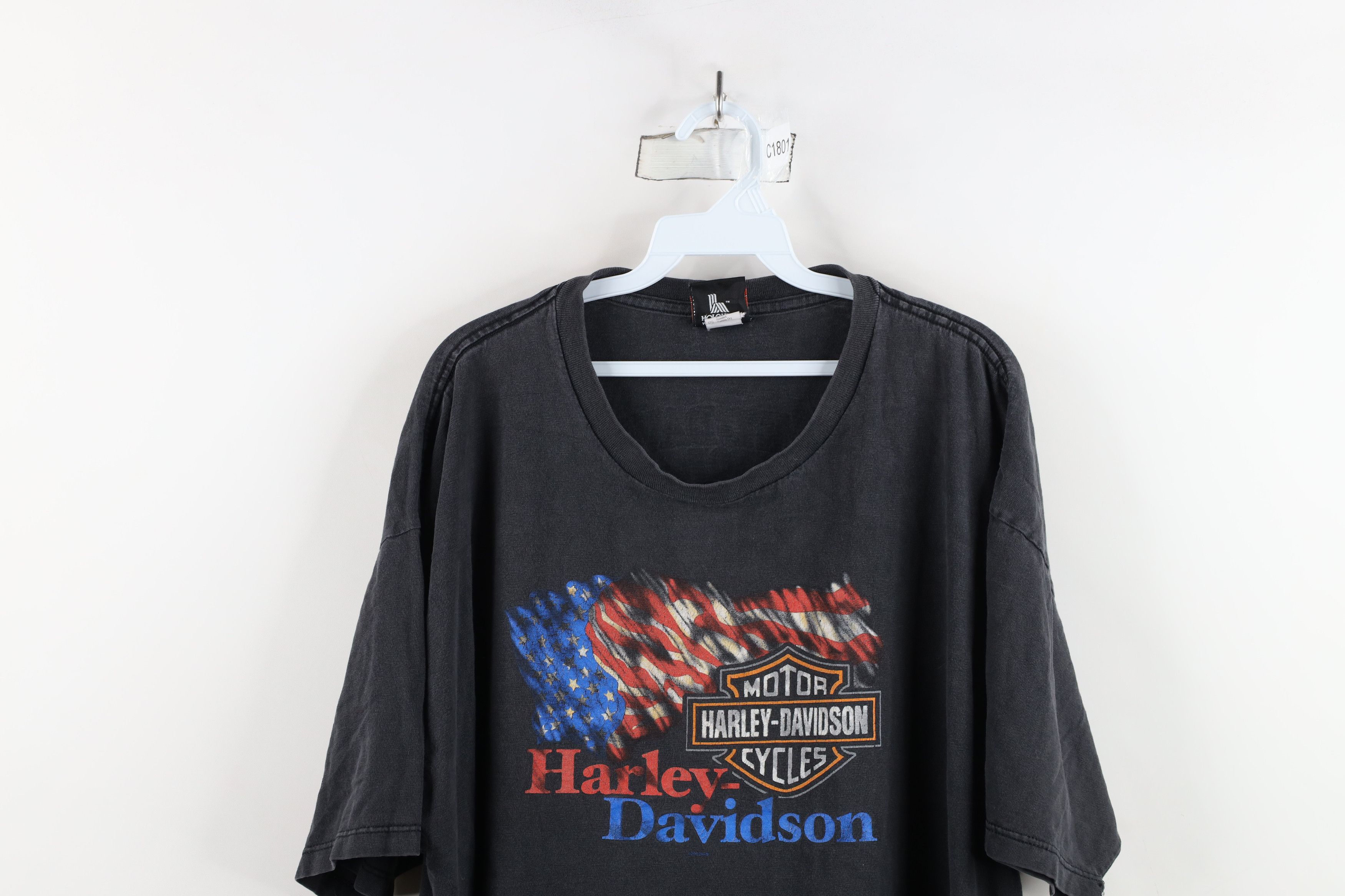 Harley Davidson × Vintage Vintage Harley Davidson Spell Out Big Logo T-Shirt Black USA Size US XXL / EU 58 / 5 - 2 Thumbnail