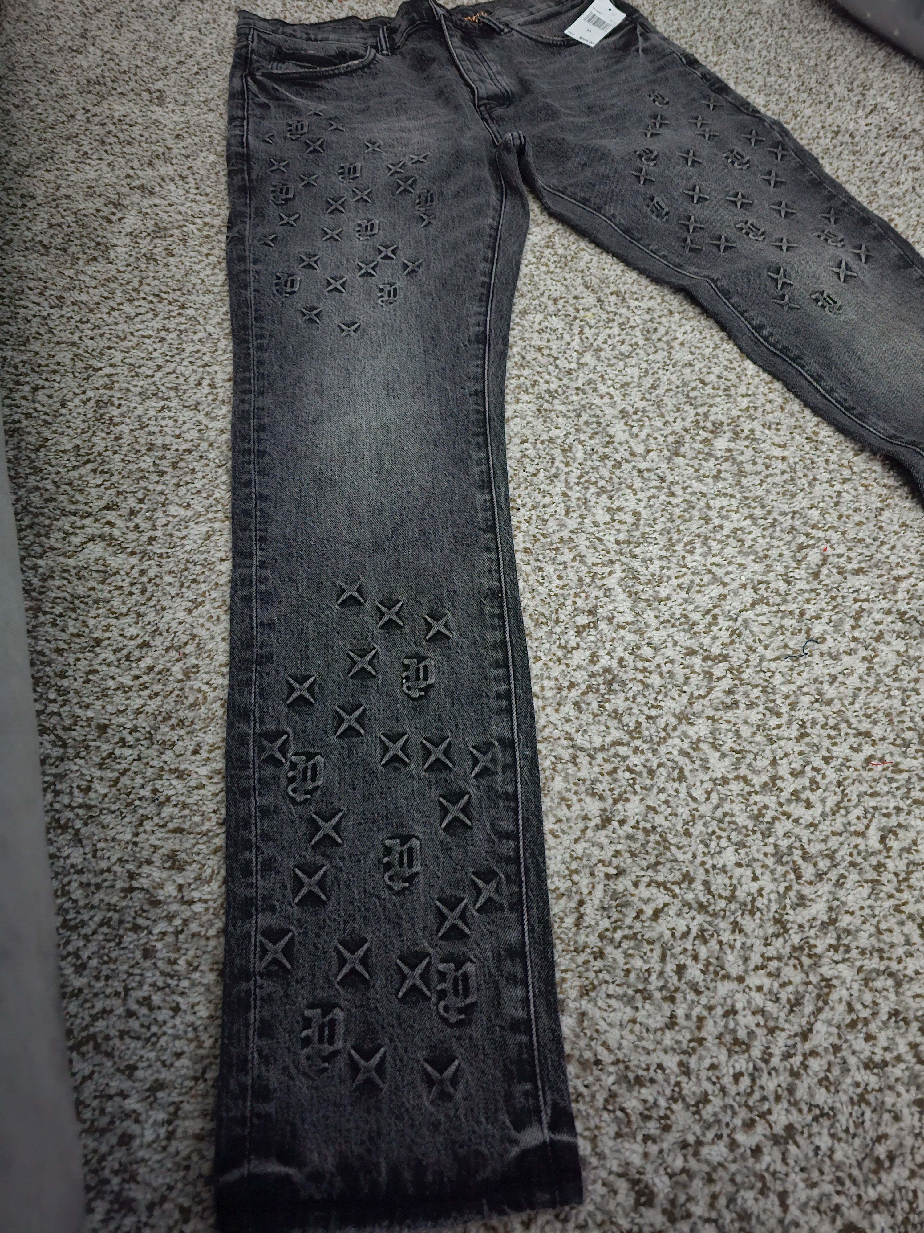 Purple Purple Brand Black Monogram Jeans Size US 33 - 3 Thumbnail