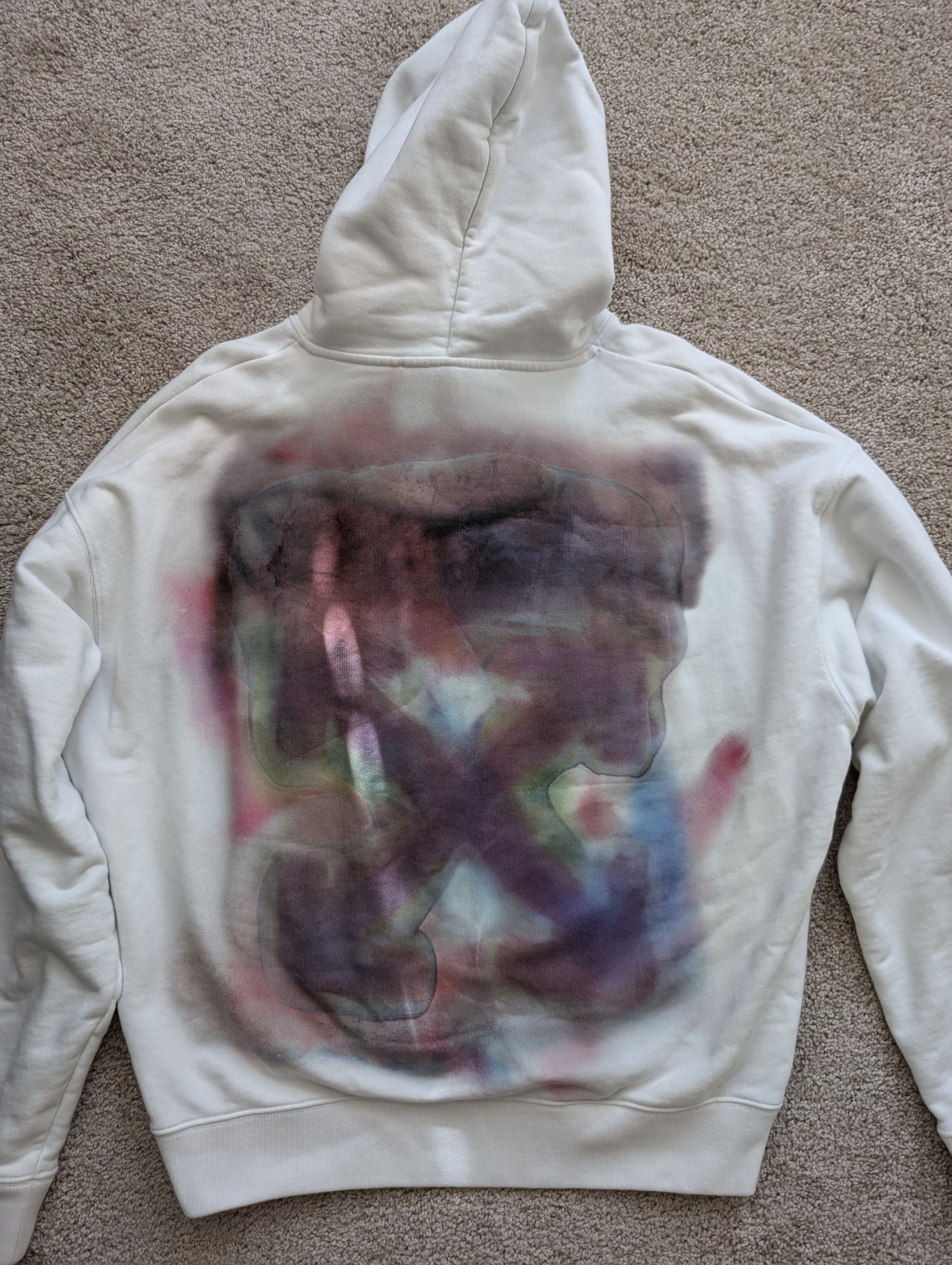 Off White Off white blurred watercolor skate hoodie Grailed