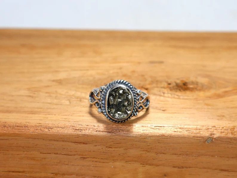 Handmade Pyrite Ring, Handmade 925 Sterlling Silver Promise Jewelry Size ONE SIZE - 2 Thumbnail
