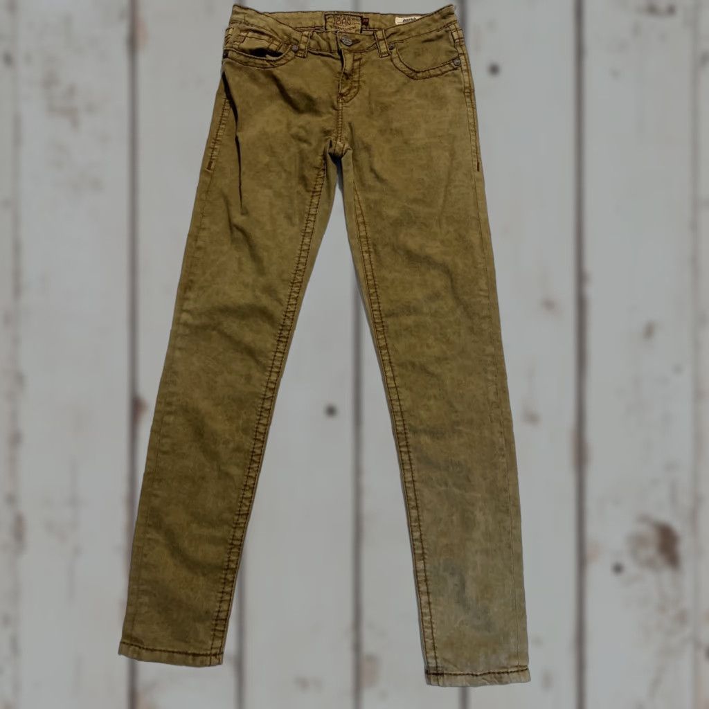 Joyrich Dear John Jeans Women’s 28 Khaki Skinny Comfort Corduroy Flat Front 90s City Casual Workwear Pants Size 28" / US 6 / IT 42 - 1 Thumbnail