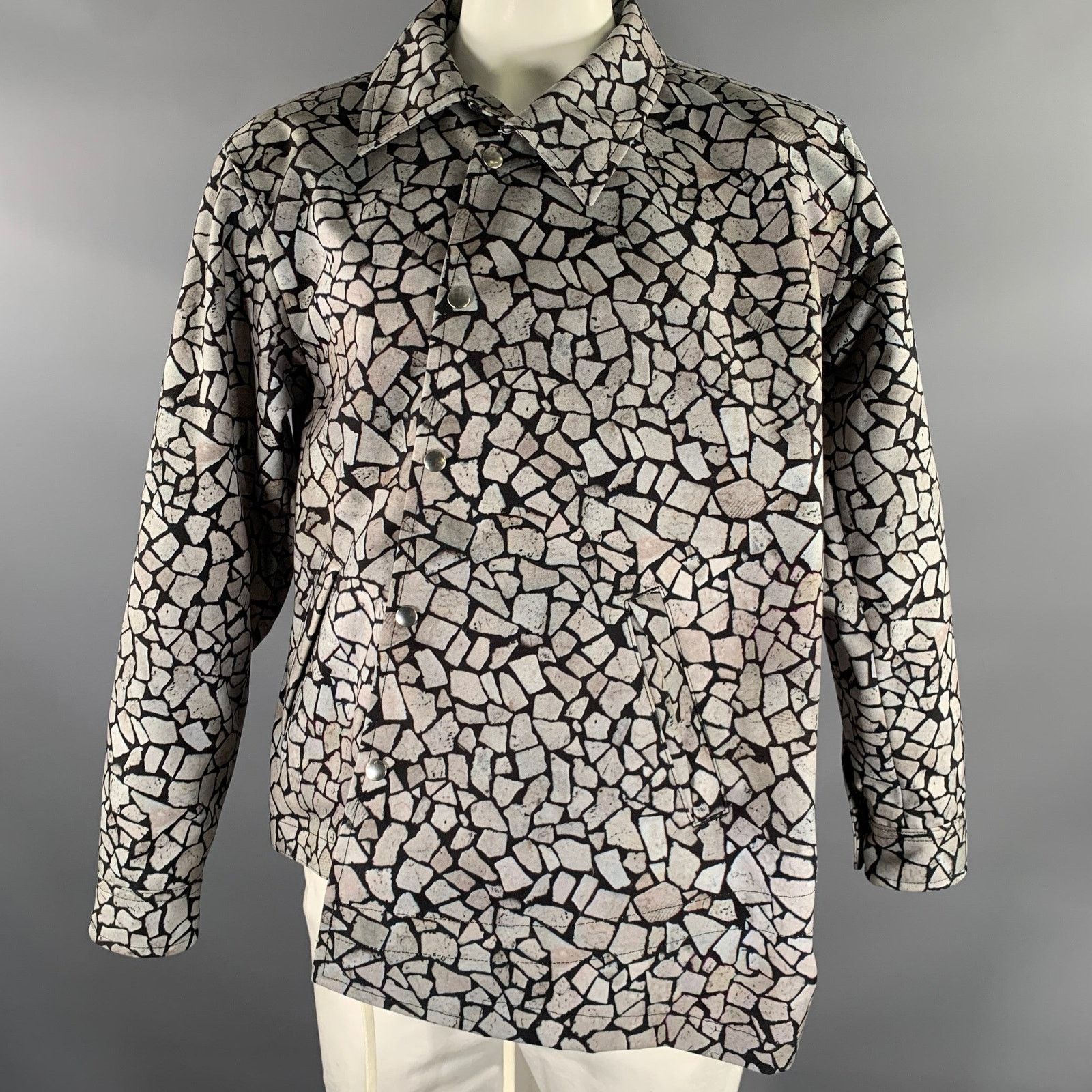 COMME des GARCONS HOMME PLUS L Grey Geometric Snaps Jacket