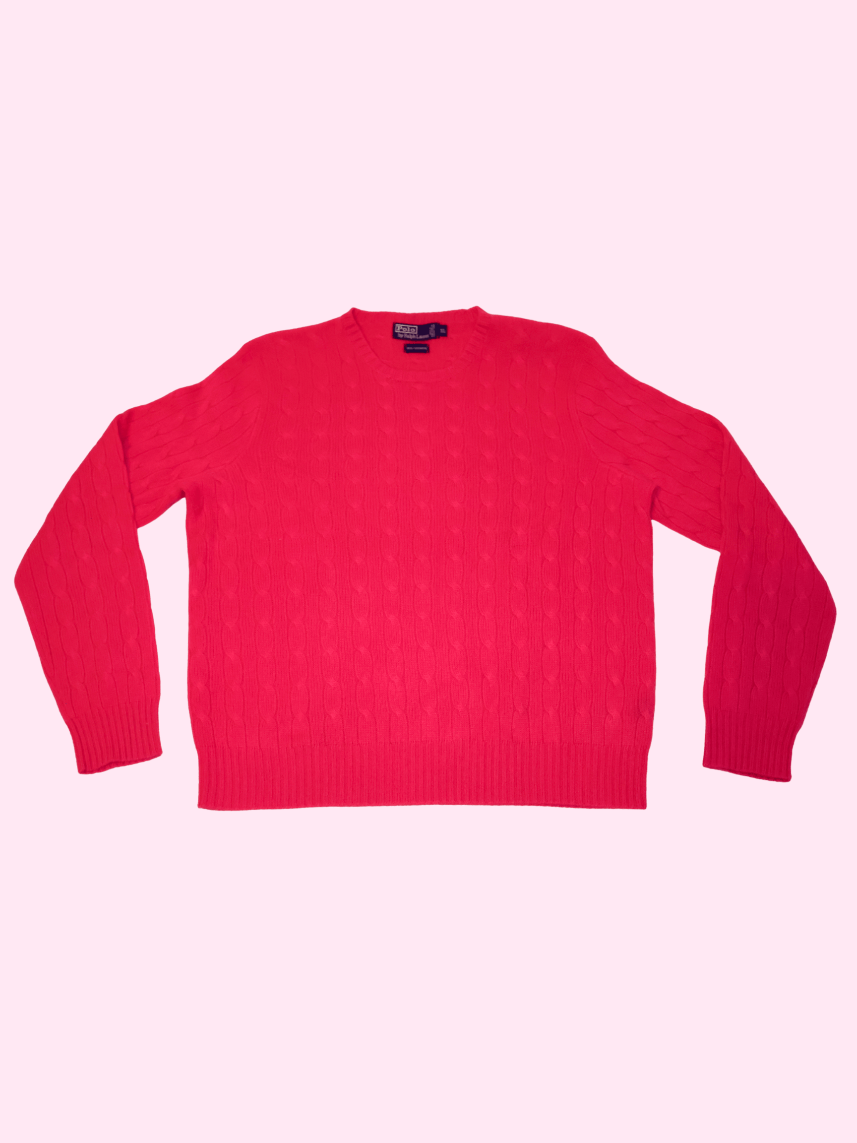 image of Polo Ralph Lauren Polo By Ralph Laurent 100% Cashmere Crewneck ($395 Retail) in Hot Pink (Size XL)