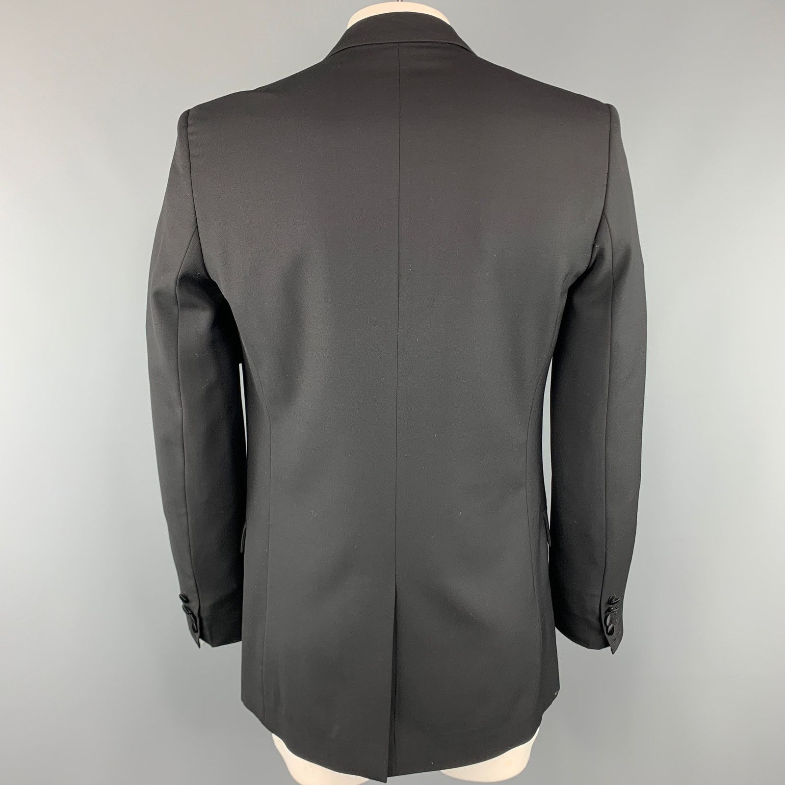 Marc Jacobs 40 Black Wool Peak Lapel Sport Coat Tuxedo Jacket Size 40R - 4 Thumbnail