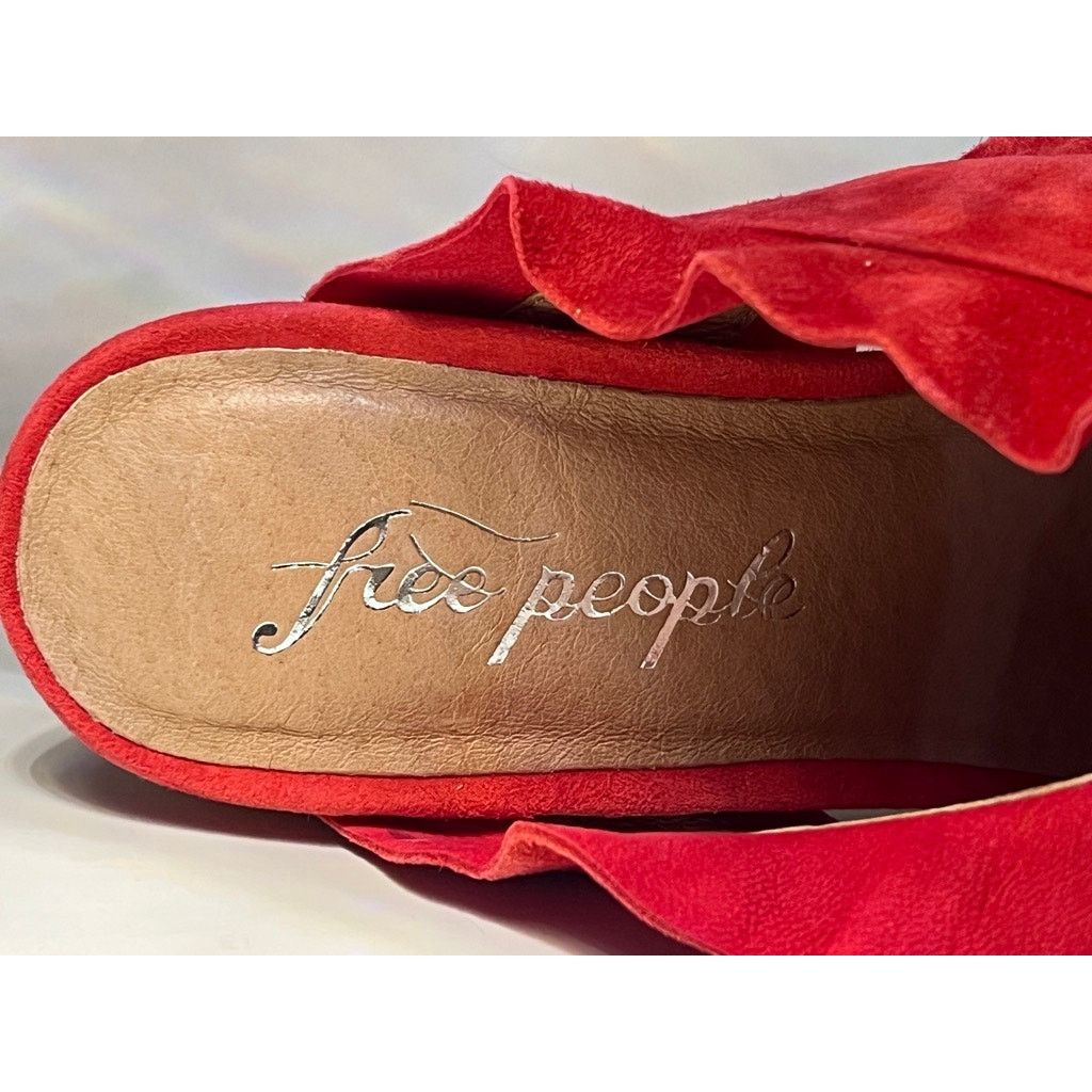 Free People Free People Rosie Ruffle Stacked Heel Red Size EU 37 US 6.5 Size US 6.5 / IT 36.5 - 10 Thumbnail