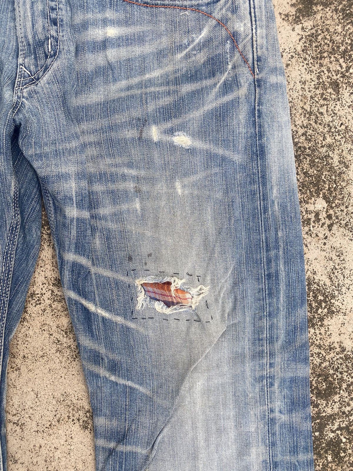 Edwin × Japanese Brand × Vintage Vintage y2K Edwin Distressed Honeycomb Denim Jeans Size US 33 - 8 Thumbnail