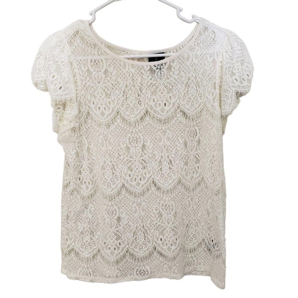 Worthington CT1455 Ladies Worthington Cream Lace Blouse M Size M / US 6-8 / IT 42-44 - 1 Thumbnail