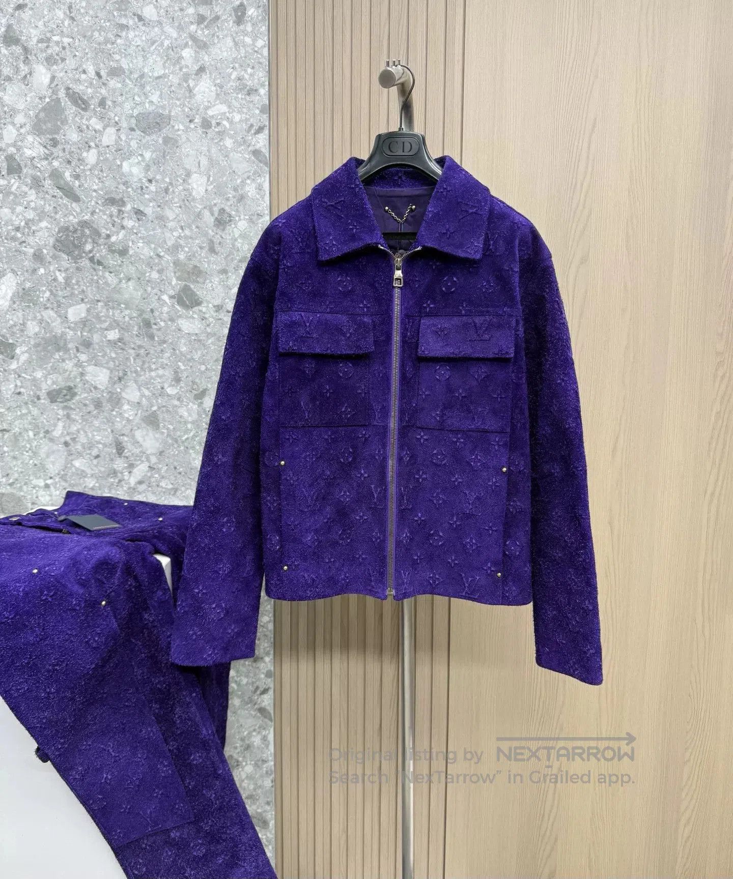 Louis Vuitton LV Purple Monogram Leather Jacket & Pants Set. Size US M / EU 48-50 / 2 - 1 Thumbnail