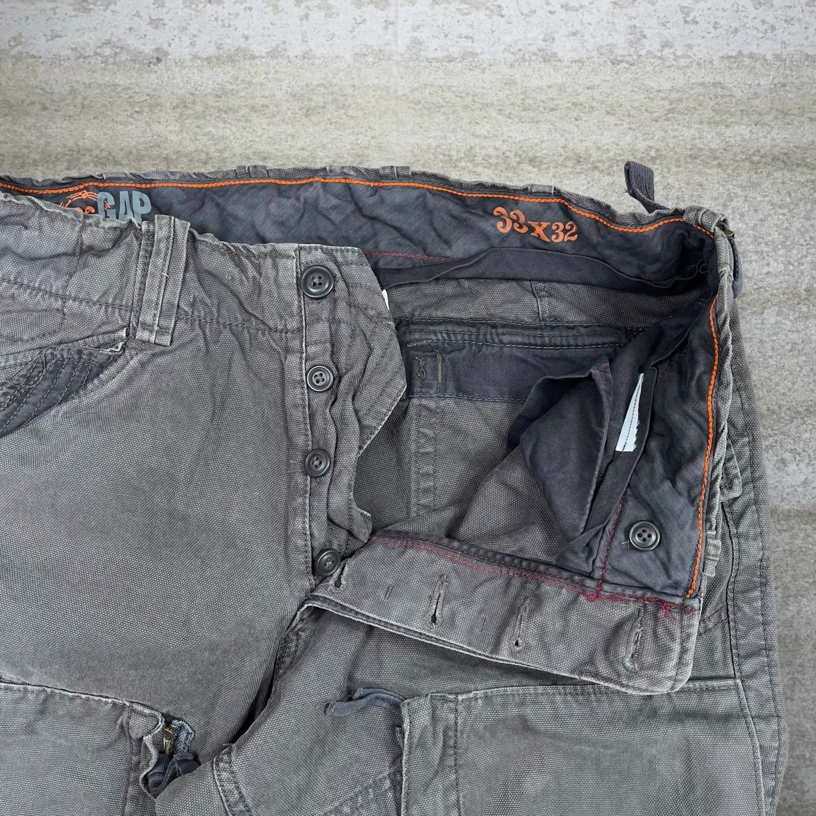 Gap Vintage 90s GAP Tactical Pants 33x32 Baggy Fit Grey Canvas Size US 33 - 4 Thumbnail