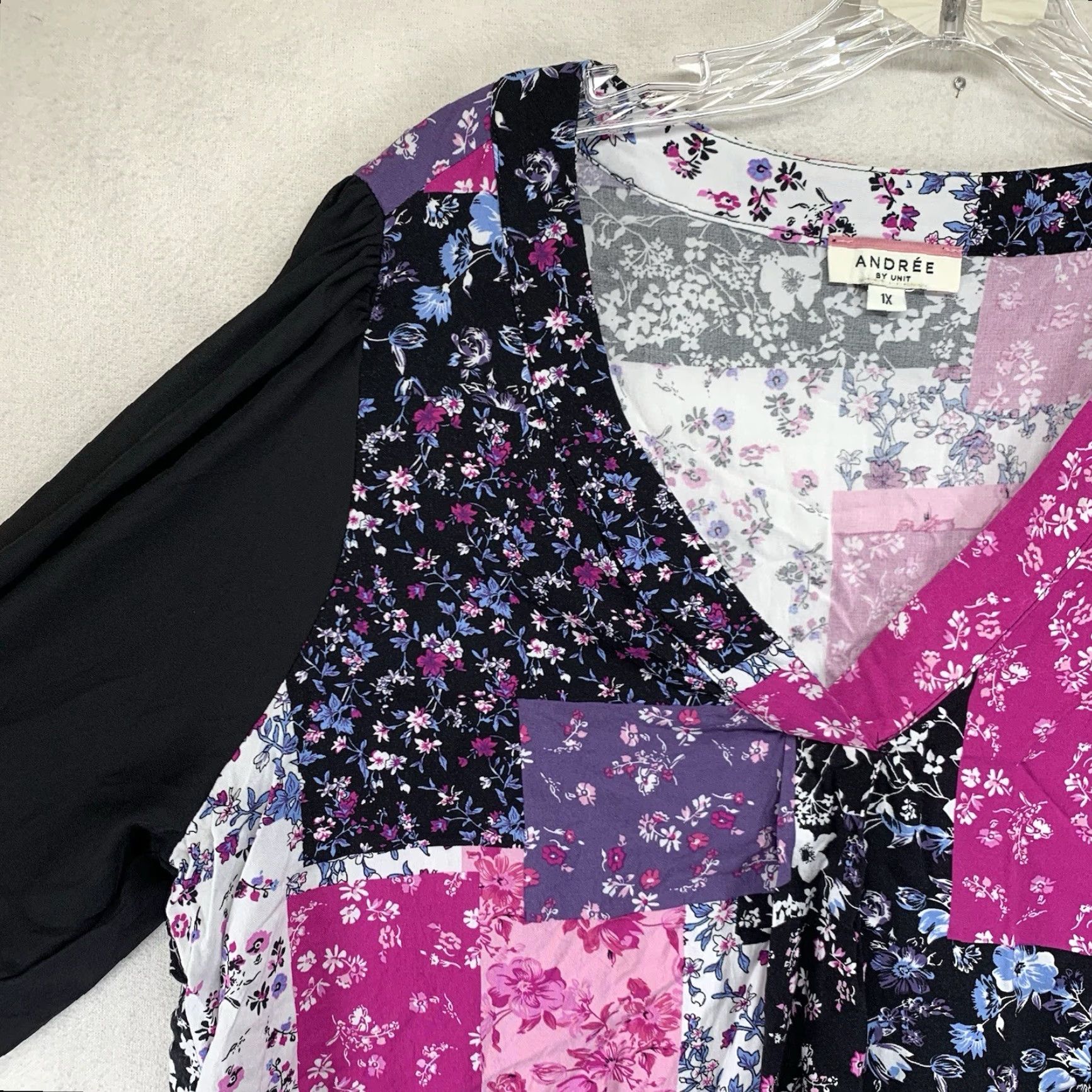Pinko Andree By Unit Women’s Blouse Shirt Tunic 1X Plus Size Multicolor Floral Patchwork Boho Hippie V-Neck Pullover Relaxed Fit Casual Shirt Womens Size XL / US 12-14 / IT 48-50 - 7 Thumbnail