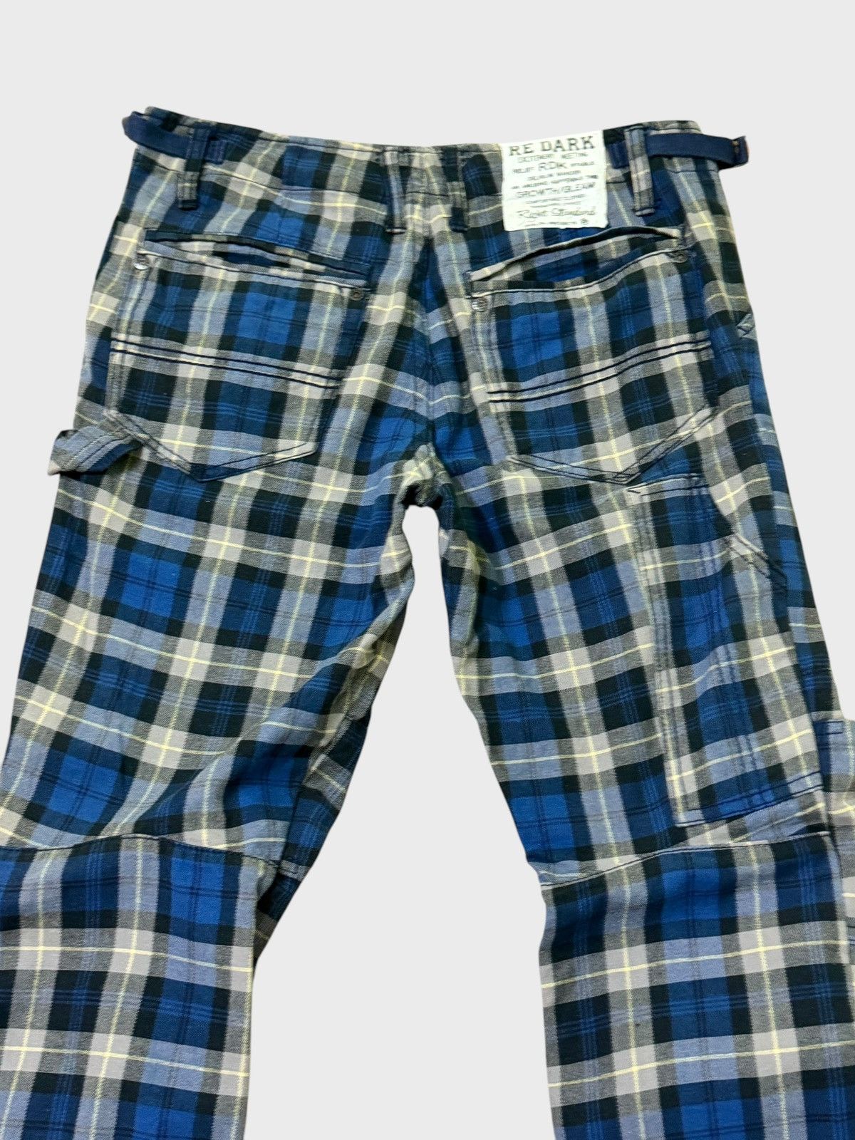 Japanese Brand VINTAGE RE DARK PLAID BLUE TARTAN PLAID PUNK DRAWSTRING PANT Size US 27 - 8 Thumbnail