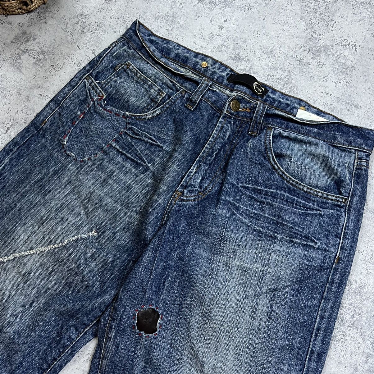 Just Cavalli 00s Just Cavalli Vintage Y2K Distressed Baggy Glamour Jeans Size US 32 / EU 48 - 3 Thumbnail