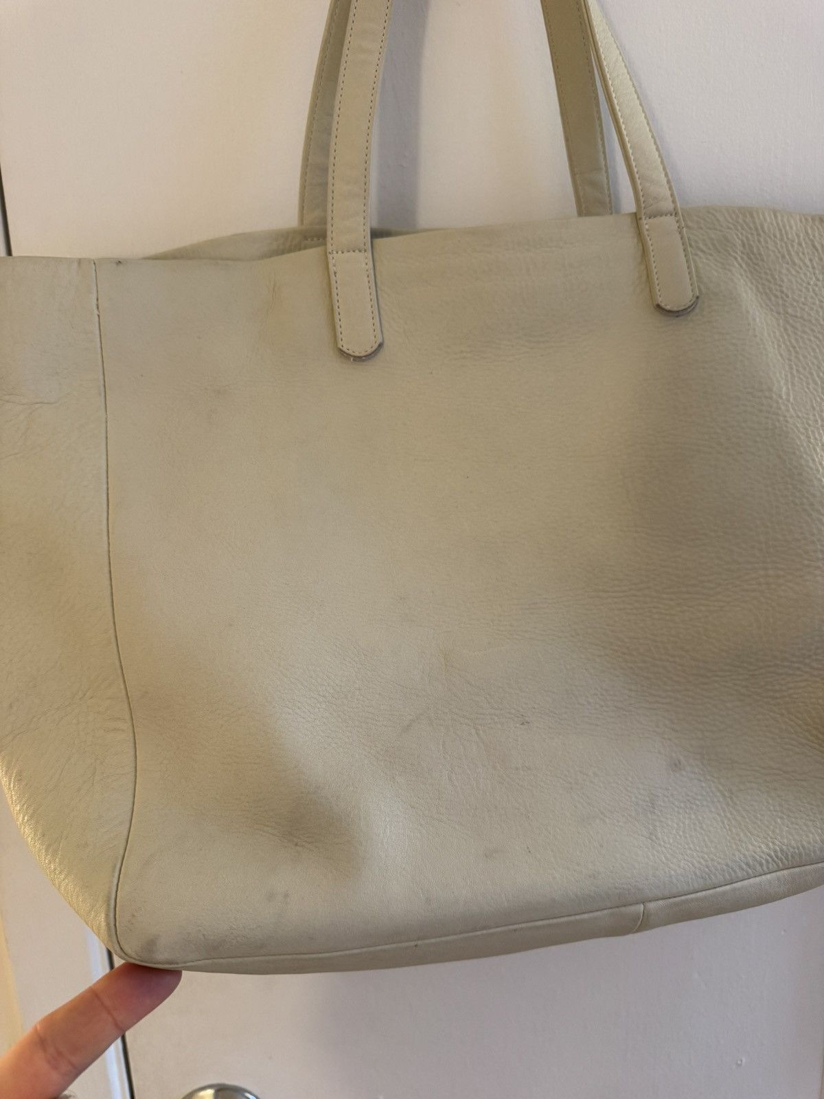 Baggu Baggu Tote Bag Ivory Natural Milled Leather Double Handle Size ONE SIZE - 6 Thumbnail
