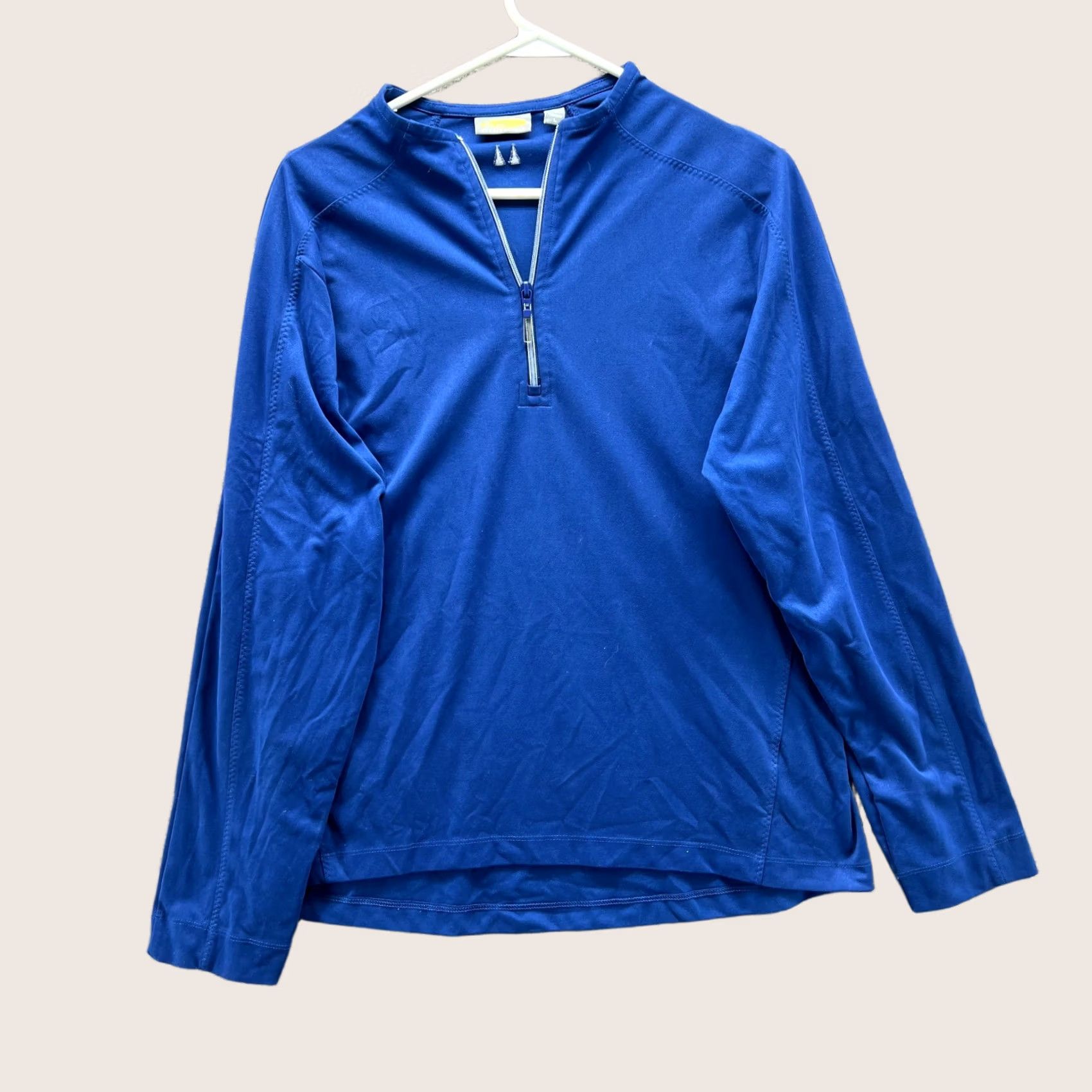 Vintage Greg Norman Sweatshirt Women Large Blue 1/4 Zip Long Sleeve Activewear Sports Knit Mock Neck Pullover Size L / US 10 / IT 46 - 1 Thumbnail