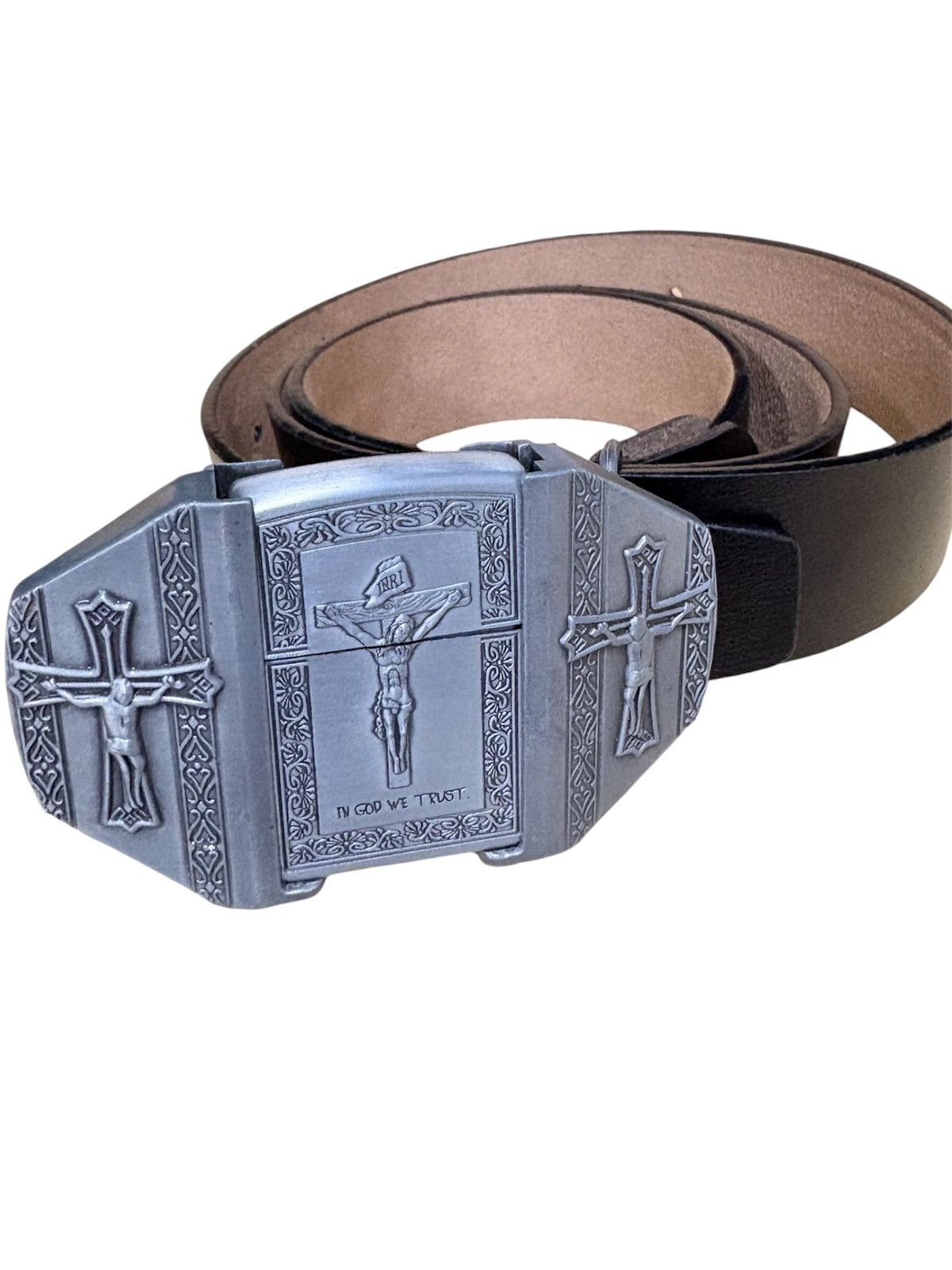 14th Addiction inri Cross Lighter Belt Buckle Size 32 - 2 Thumbnail