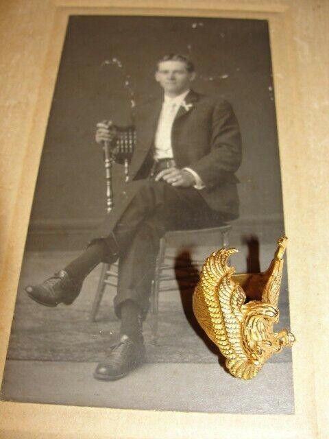Designer Sterling Silver Eagle Ring with 18 kt Gold Vermeil Unisex Size ONE SIZE - 4 Thumbnail