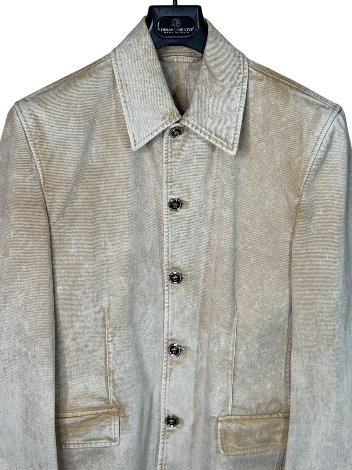 Versace Versace Beige Faded Denim Jacket with Medusa Buttons – M Size US M / EU 48-50 / 2 - 7 Thumbnail