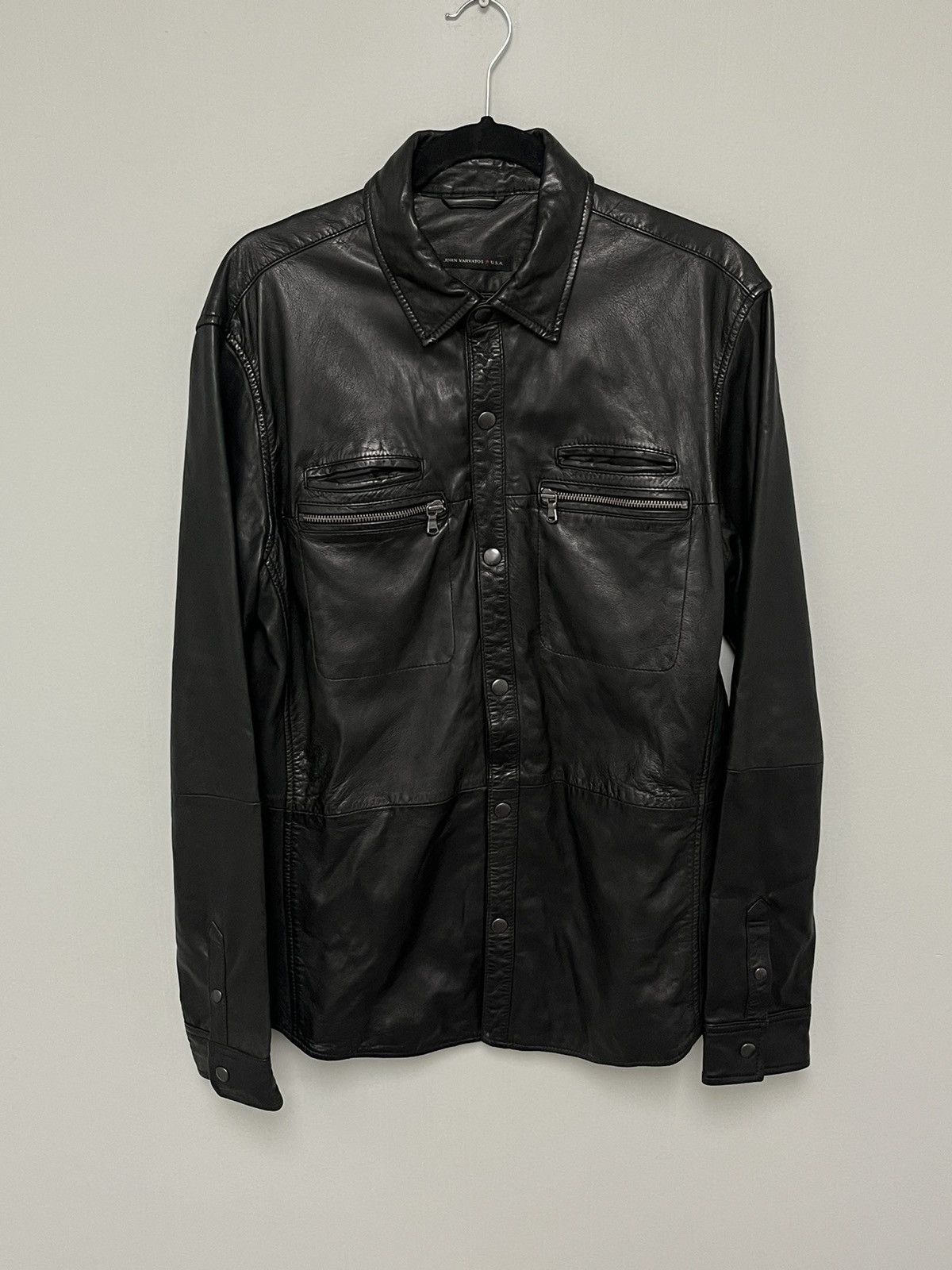 John Varvatos Leather Zipper Pocket Jacket. Medium Size US M / EU 48-50 / 2 - 8 Thumbnail