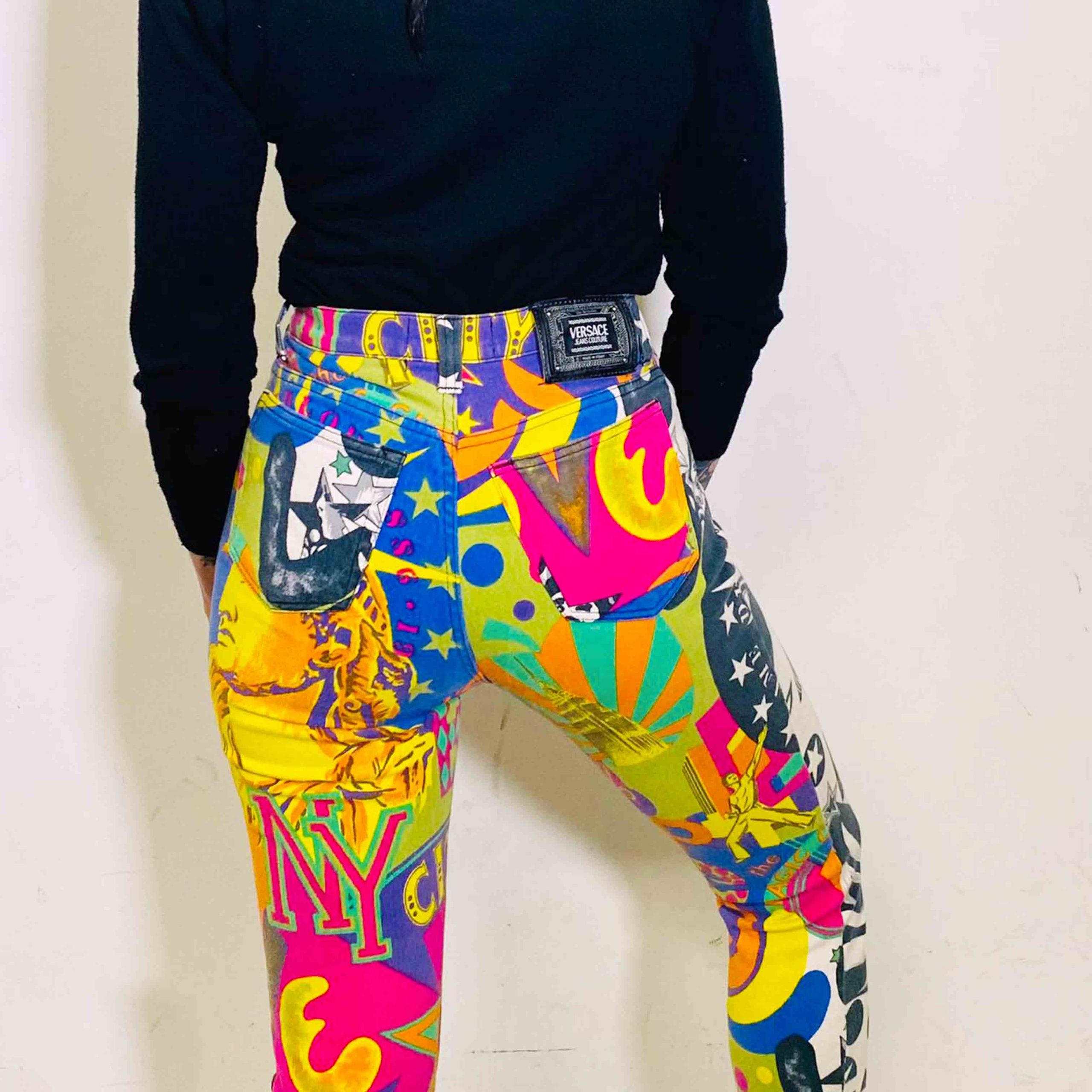 Versace Jeans Couture Versace 1980s New York Manhattan Liberty PopArt Pants Size 24" / US 00 / IT 34 - 3 Thumbnail