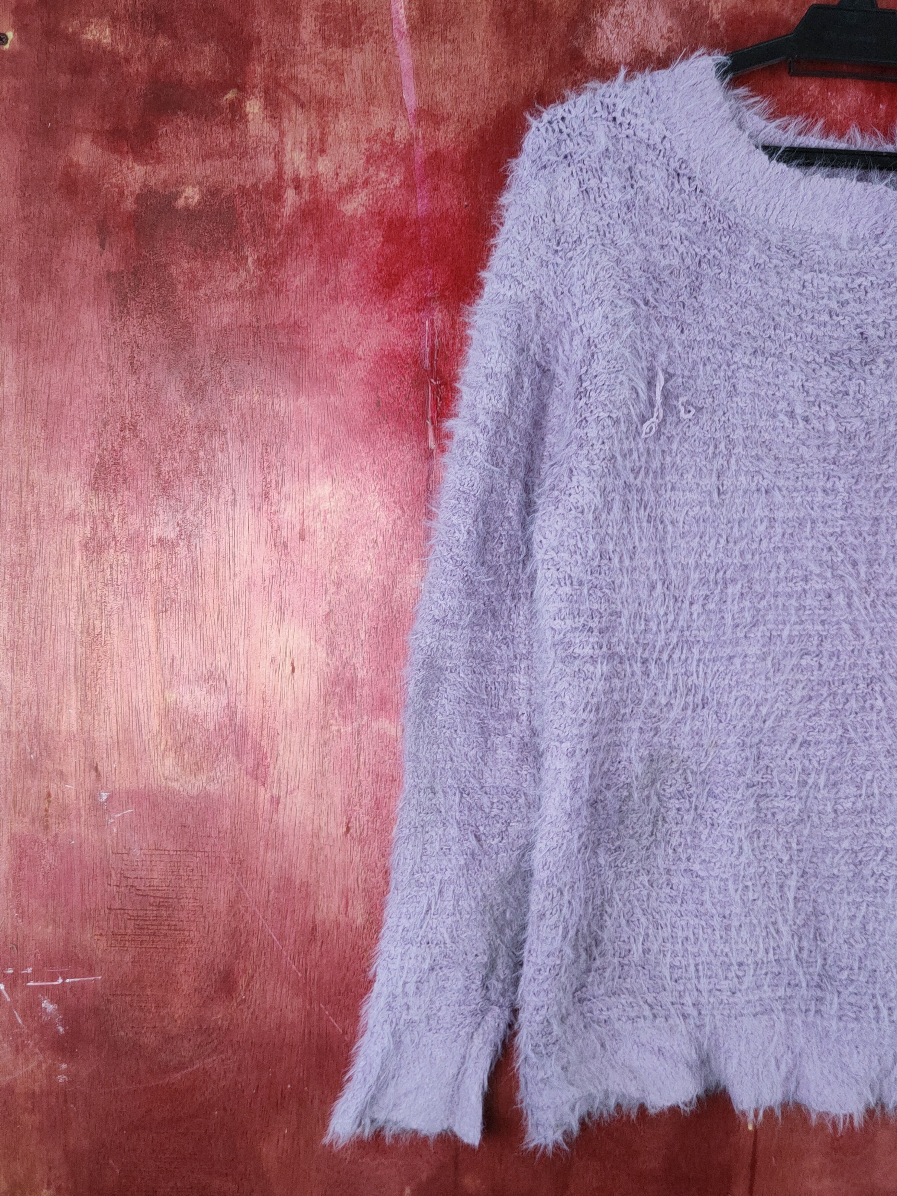 Homespun Knitwear × Japanese Brand Back Number Purple Shag Shaggy Fur Mohair Knitwear #S1920 Size L / US 10 / IT 46 - 3 Thumbnail