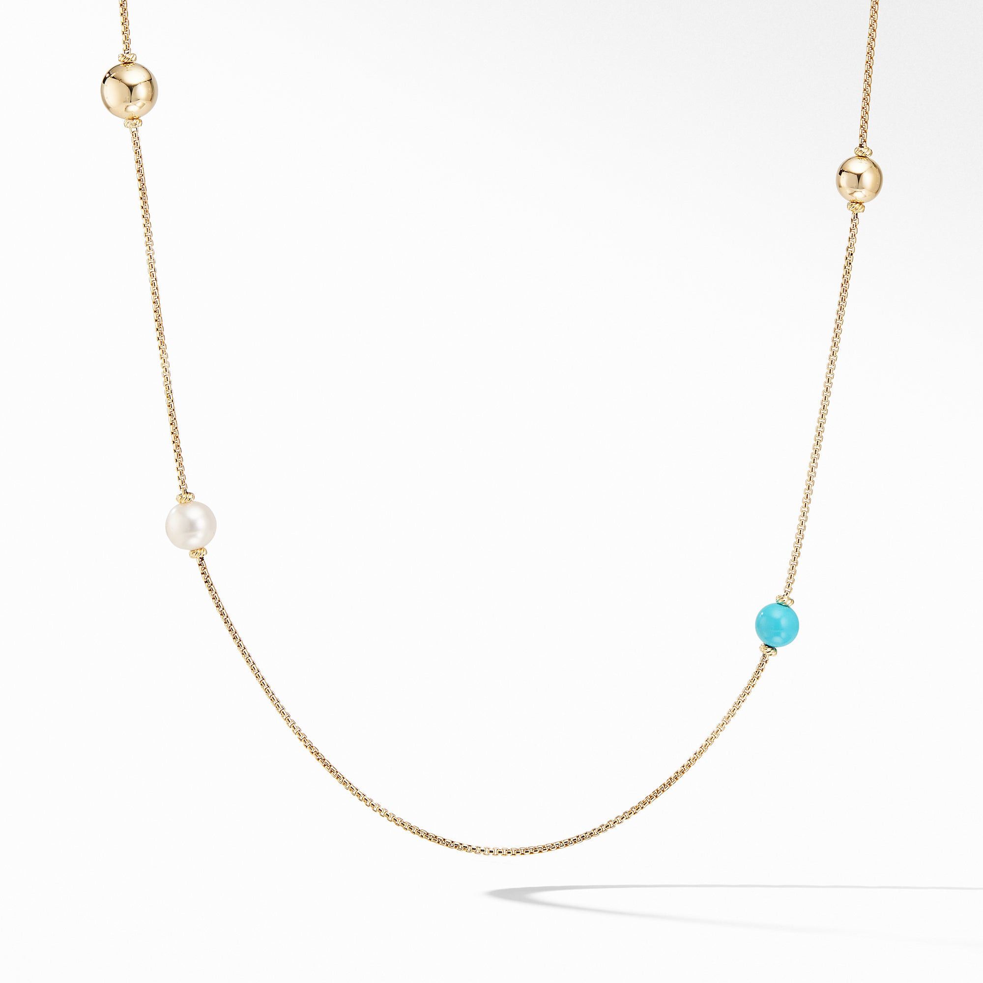 David Yurman o1w1db10325 Necklace in 18K Gold with Turquoise and Pearls Size ONE SIZE - 1 Preview