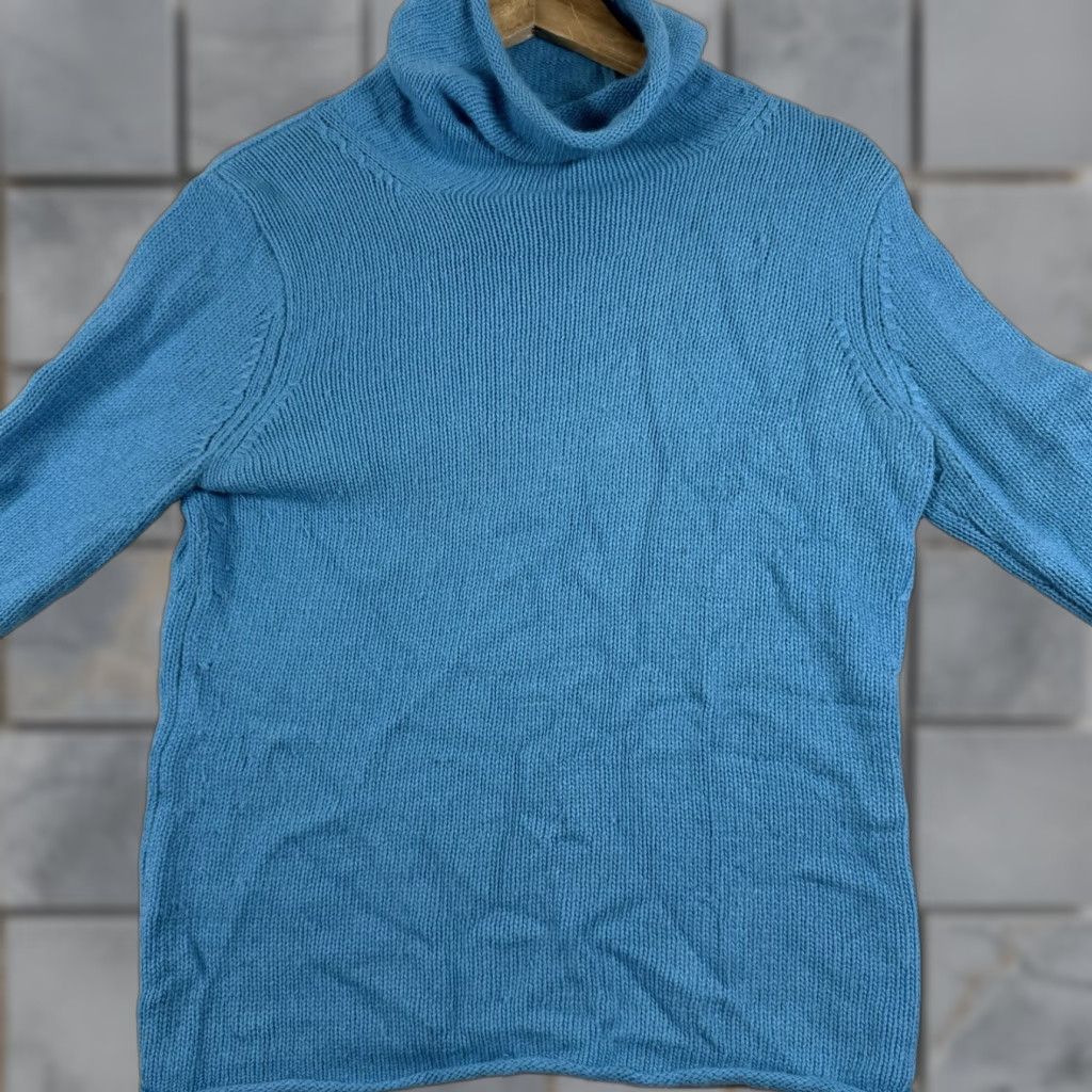J.Crew J.CREW Merino Wool Blue Turtleneck Sweater Raglan Sleeve Pullover M Women’s Knit Lightweight Breathable Classic Academia Winter Fall Spring Vintage No Size M / US 6-8 / IT 42-44 - 1 Thumbnail