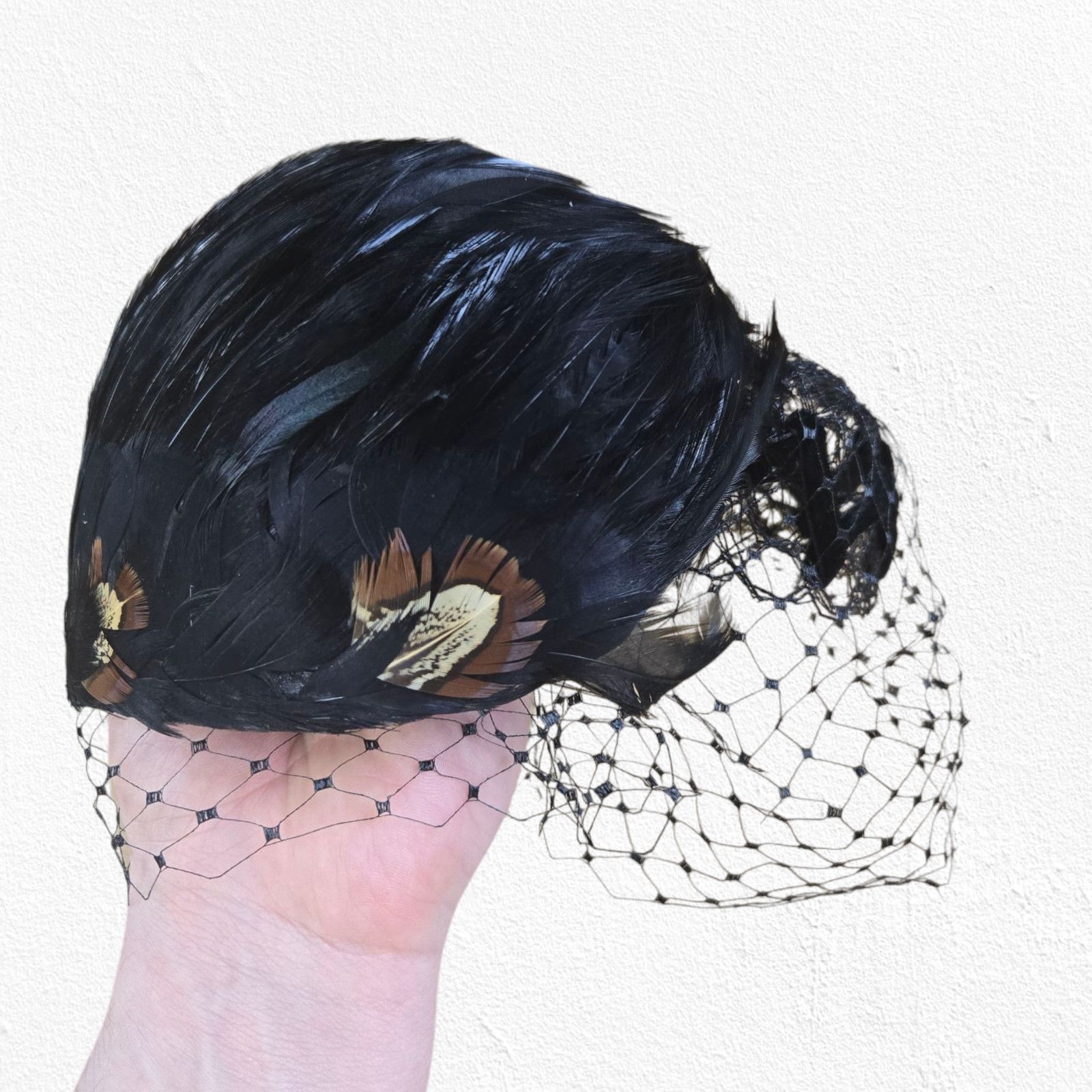 Vintage 1940s Feather Fascinator Veil Hat Size ONE SIZE - 3 Thumbnail