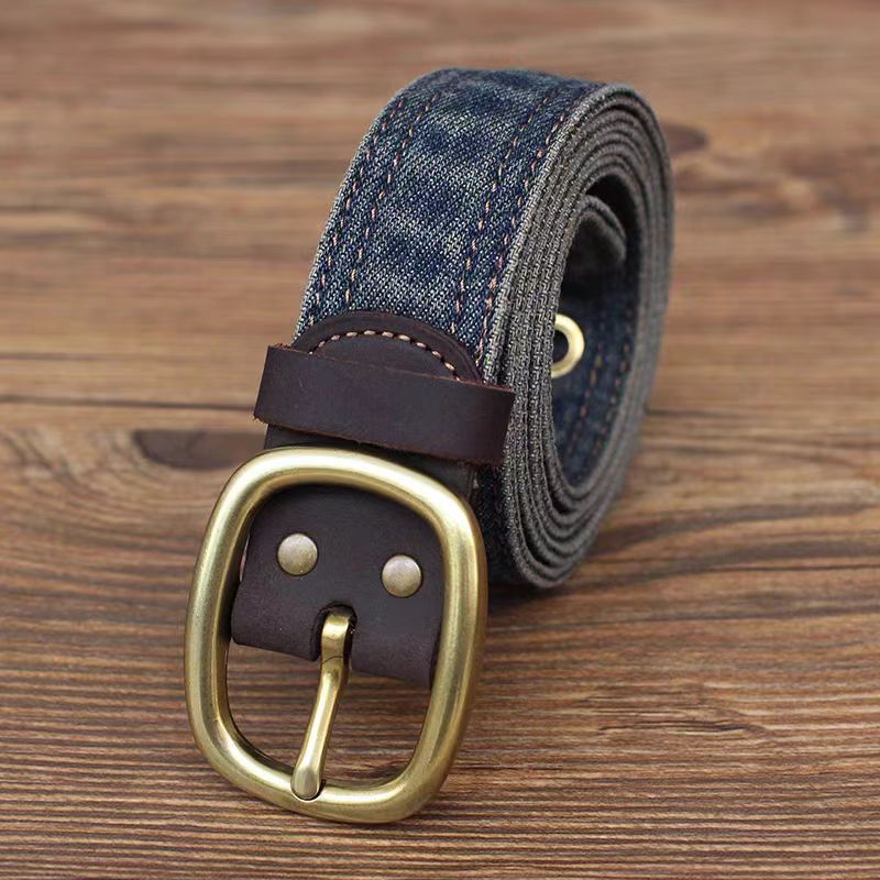 Japanese Brand × Vintage 47 Inch Vintage Pin Buckle Gold Design Denim Belt Size ONE SIZE - 1 Thumbnail