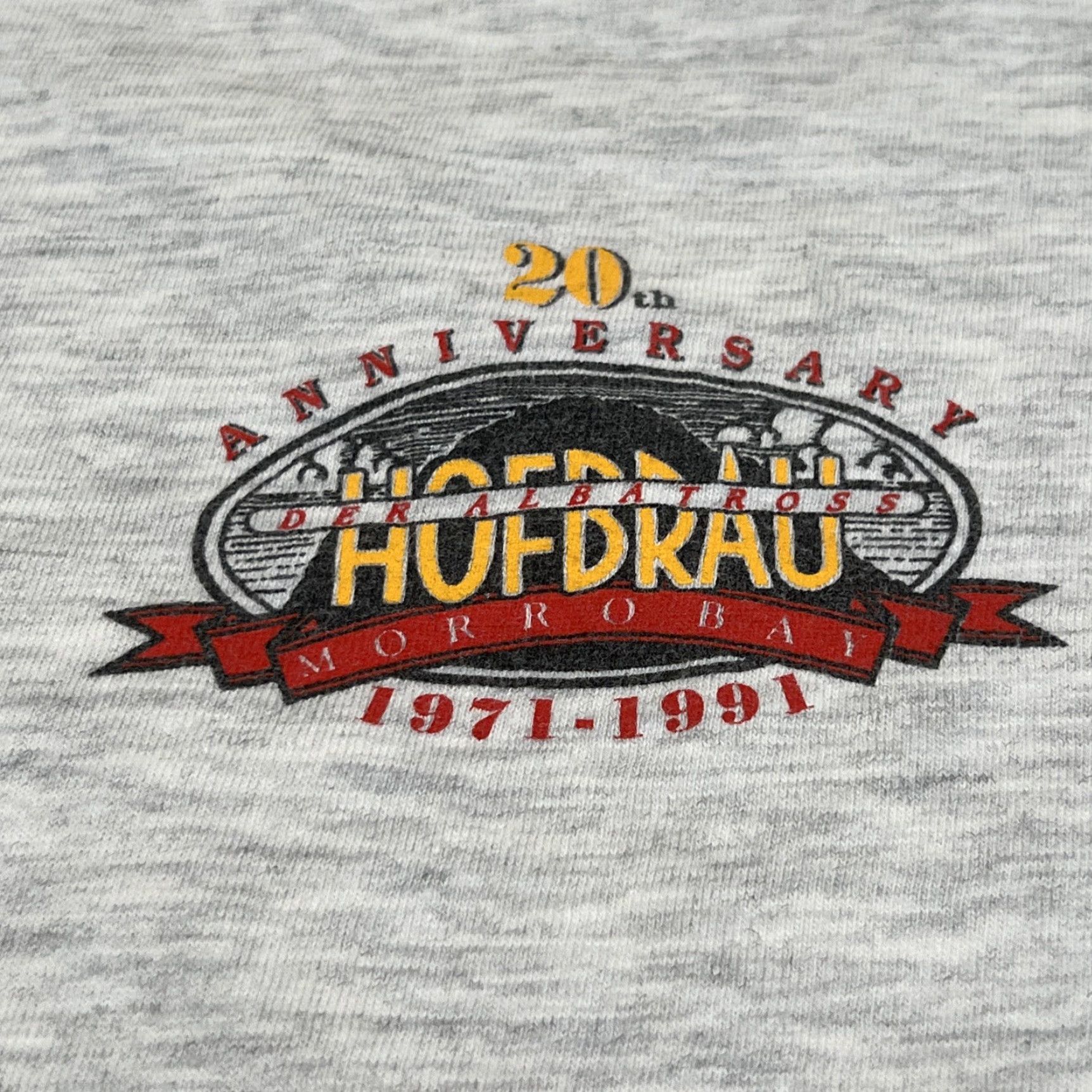 Hanes VINTAGE 1991 Der Albatross Hofbrau Morro Bay XL Single Stitch Gray T Shirt Size US XL / EU 56 / 4 - 5 Thumbnail