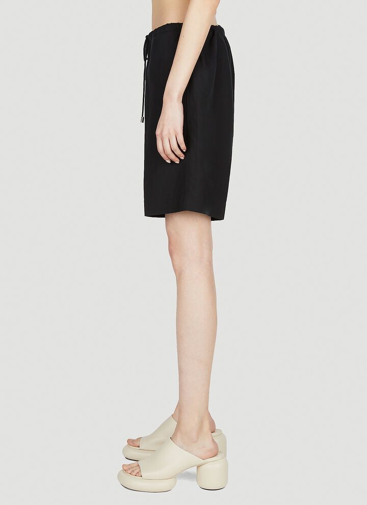 Toteme o1mle0525 Press-Creased Drawstring Shorts in Black Size 26" / US 2 / IT 38 - 3 Thumbnail
