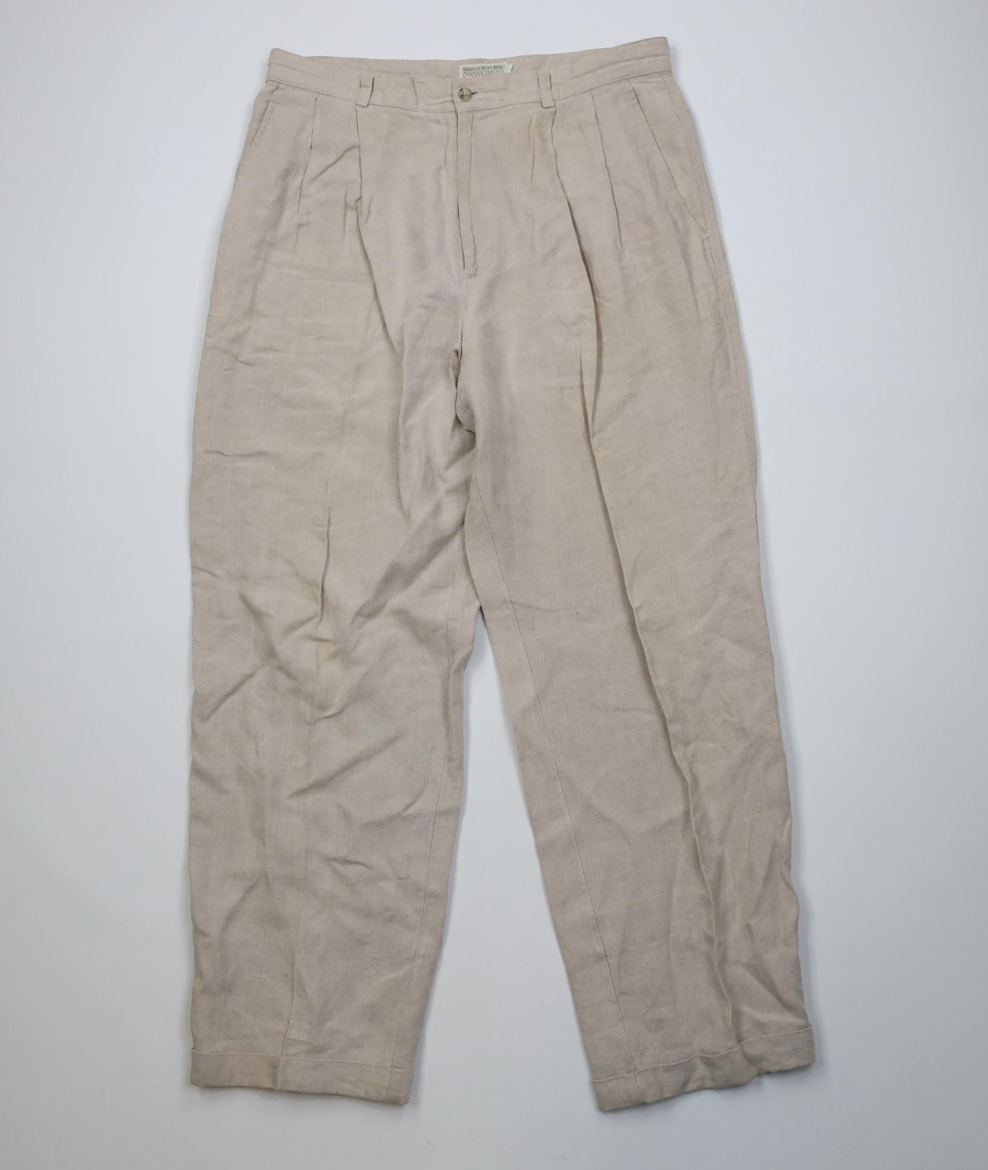 Banana Republic Vintage 90s Banana Republic Safari Linen Wide Leg Pants Size US 36 / EU 52 - 1 Thumbnail