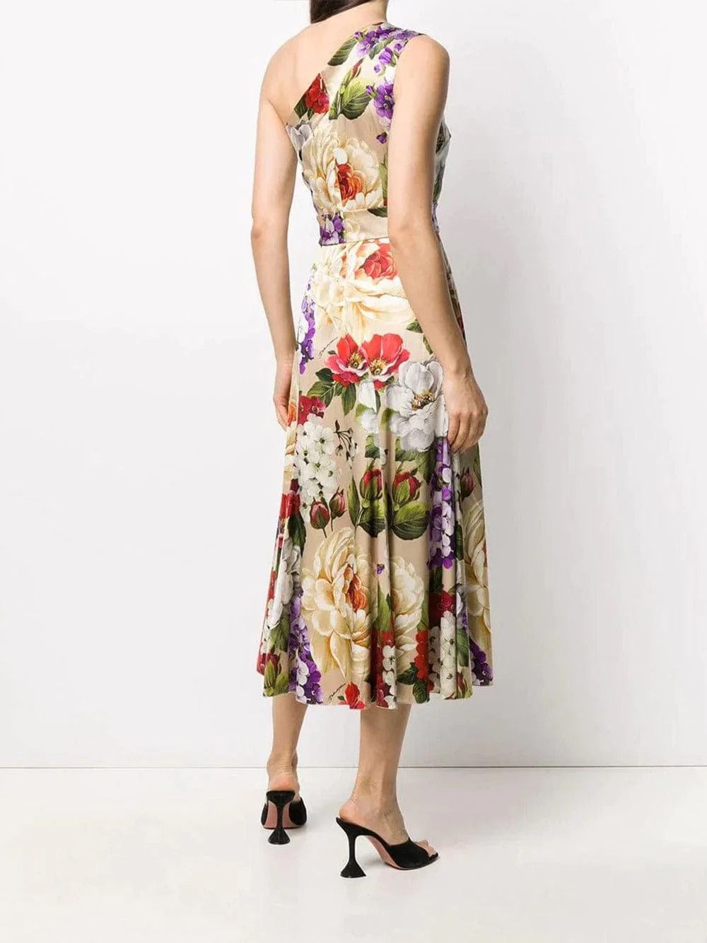 Dolce & Gabbana o1y0825 One-Shoulder Midi Dress in Multicolor Size S / US 4 / IT 40 - 3 Thumbnail