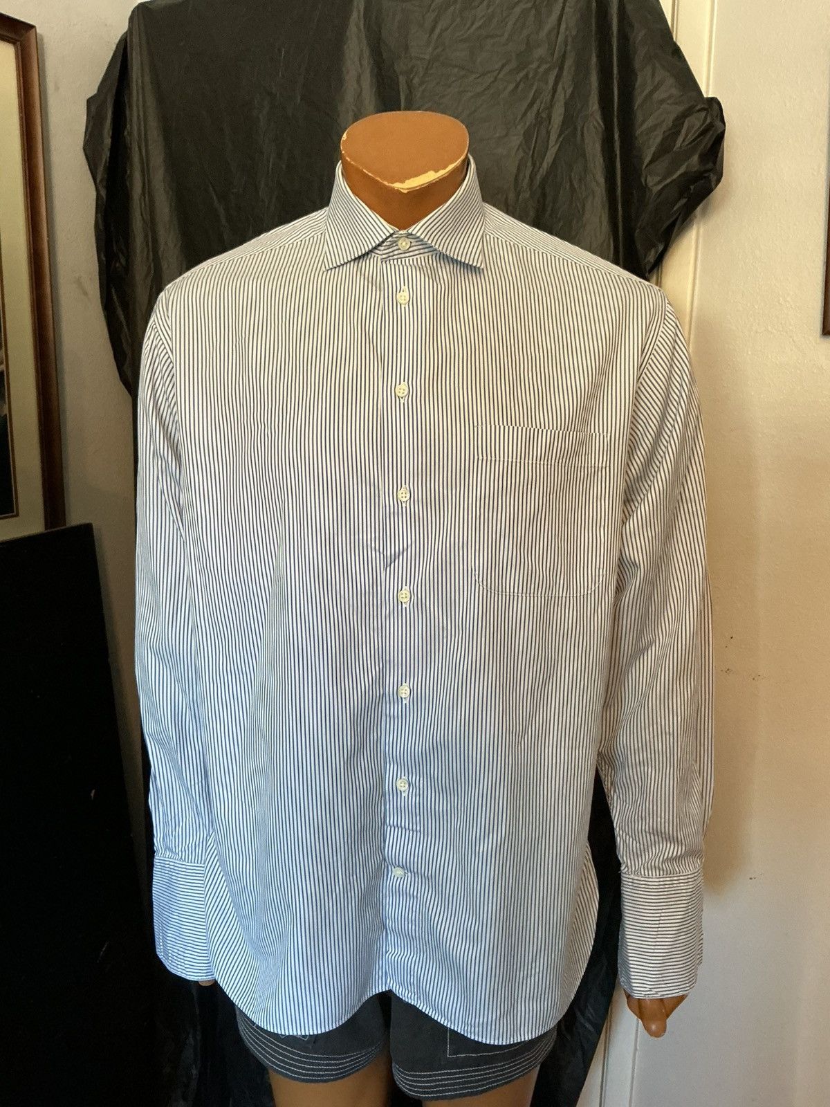 Armani Collezioni Armani Collezioni Made In Italy Striped Button Dress Shirt Size US L / EU 52-54 / 3 - 12 Thumbnail