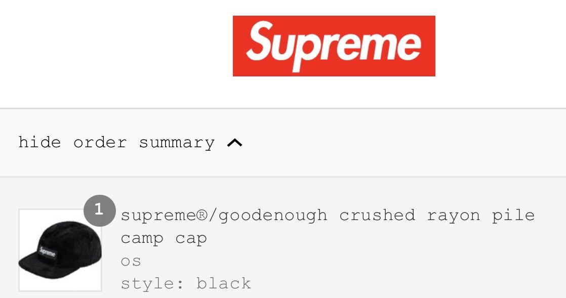 GOODENOUGH × Supreme 2025 S/S CRUSHED RAYON PILE CAMP CAP (BLACK) Size ONE SIZE - 4 Thumbnail