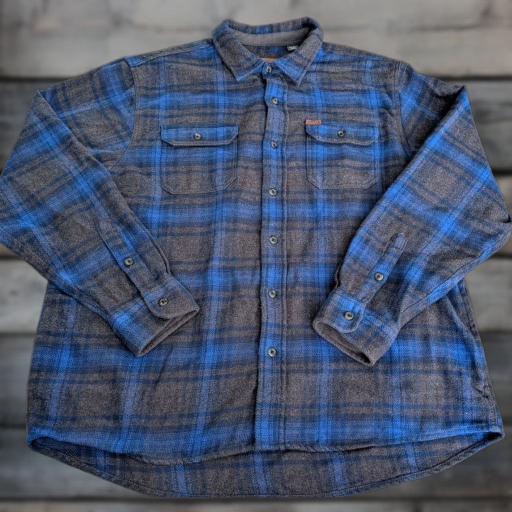 Orvis VINTAGE ORVIS Mens Big Bear Heavy Weight Flannel Shirt Blue Gray Plaid 2XL Side Pockets Size US XXL / EU 58 / 5 - 1 Thumbnail